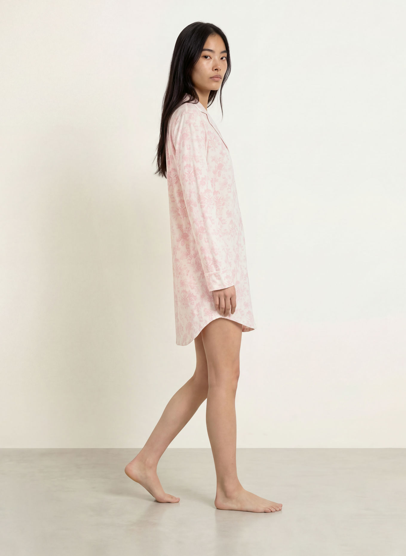 LAUREN RALPH LAUREN Nachthemd: ROZE / WIT