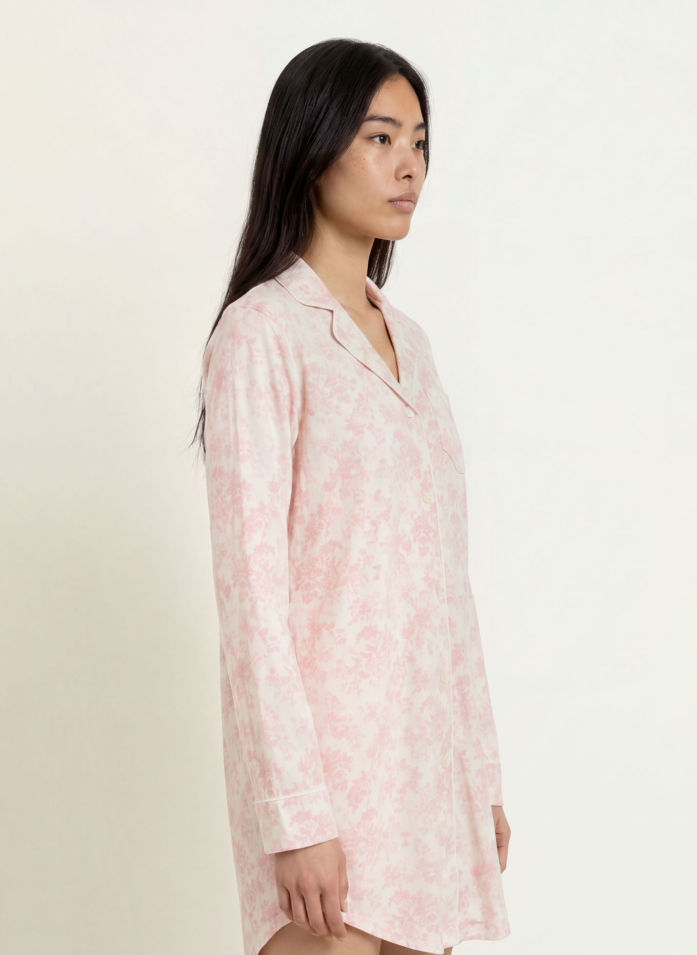 LAUREN RALPH LAUREN Nachthemd: ROZE / WIT