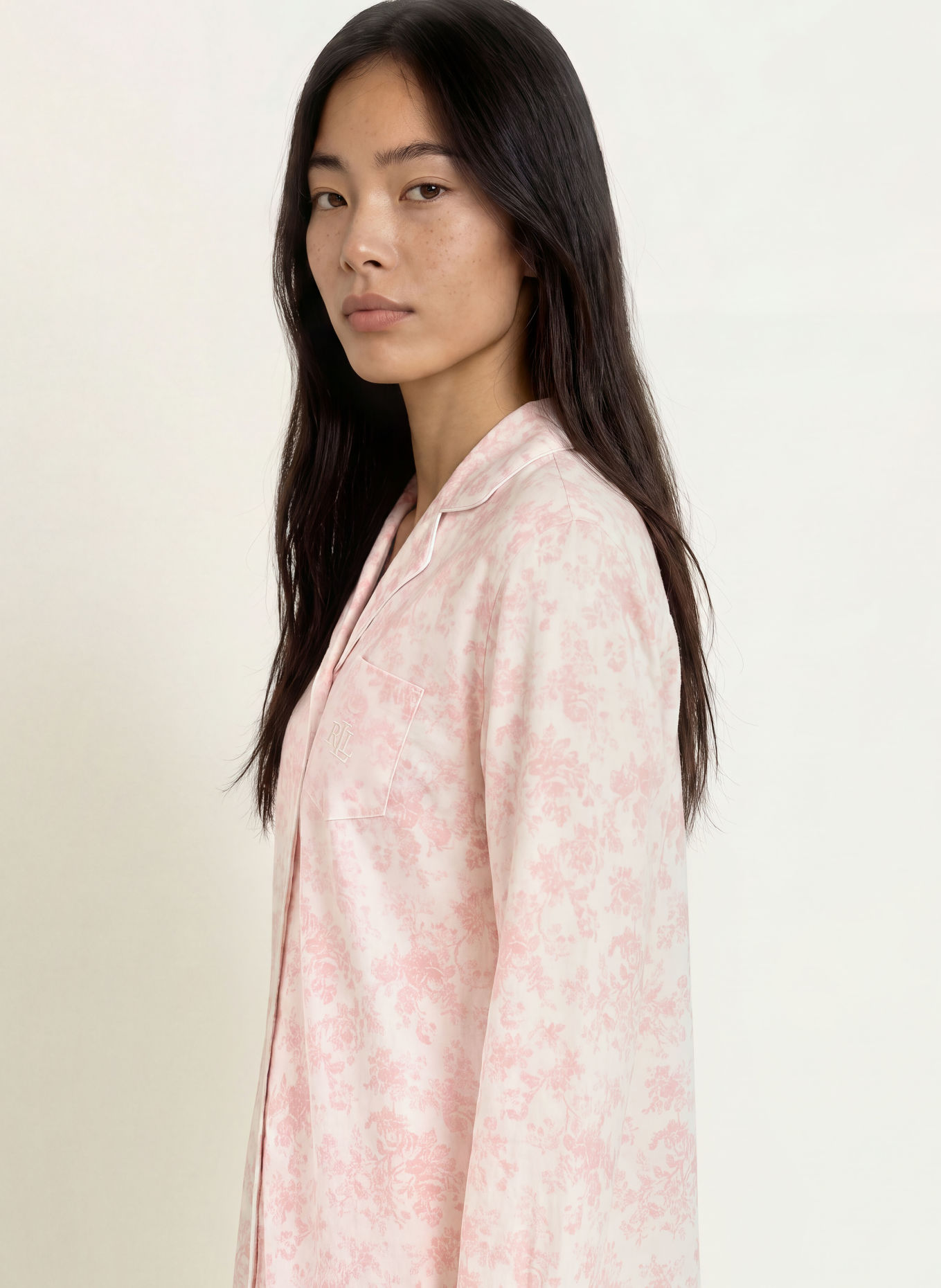 LAUREN RALPH LAUREN Nachthemd: ROZE / WIT