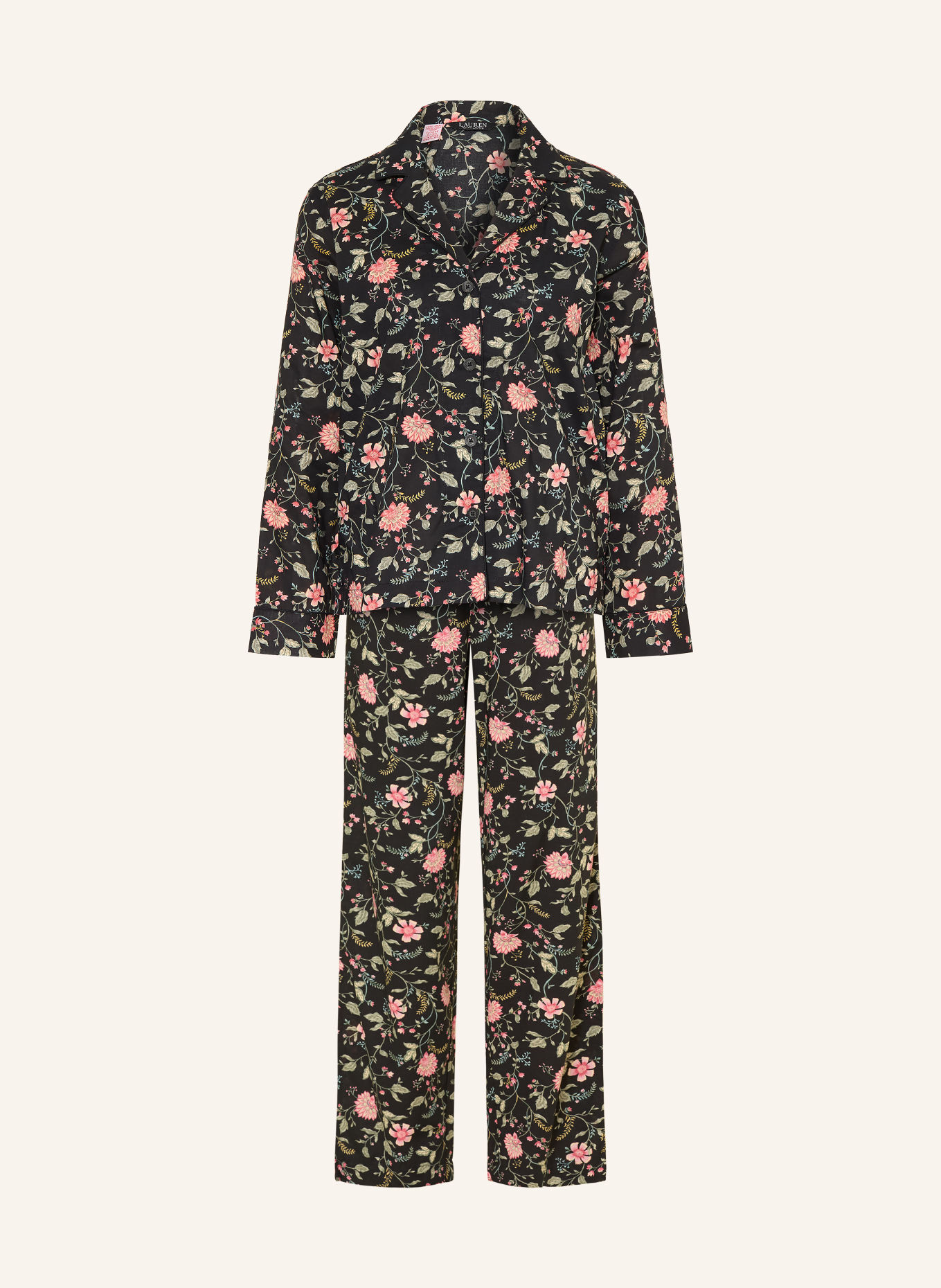 LAUREN RALPH LAUREN Pyjama: ZWART / ROZE / GROEN