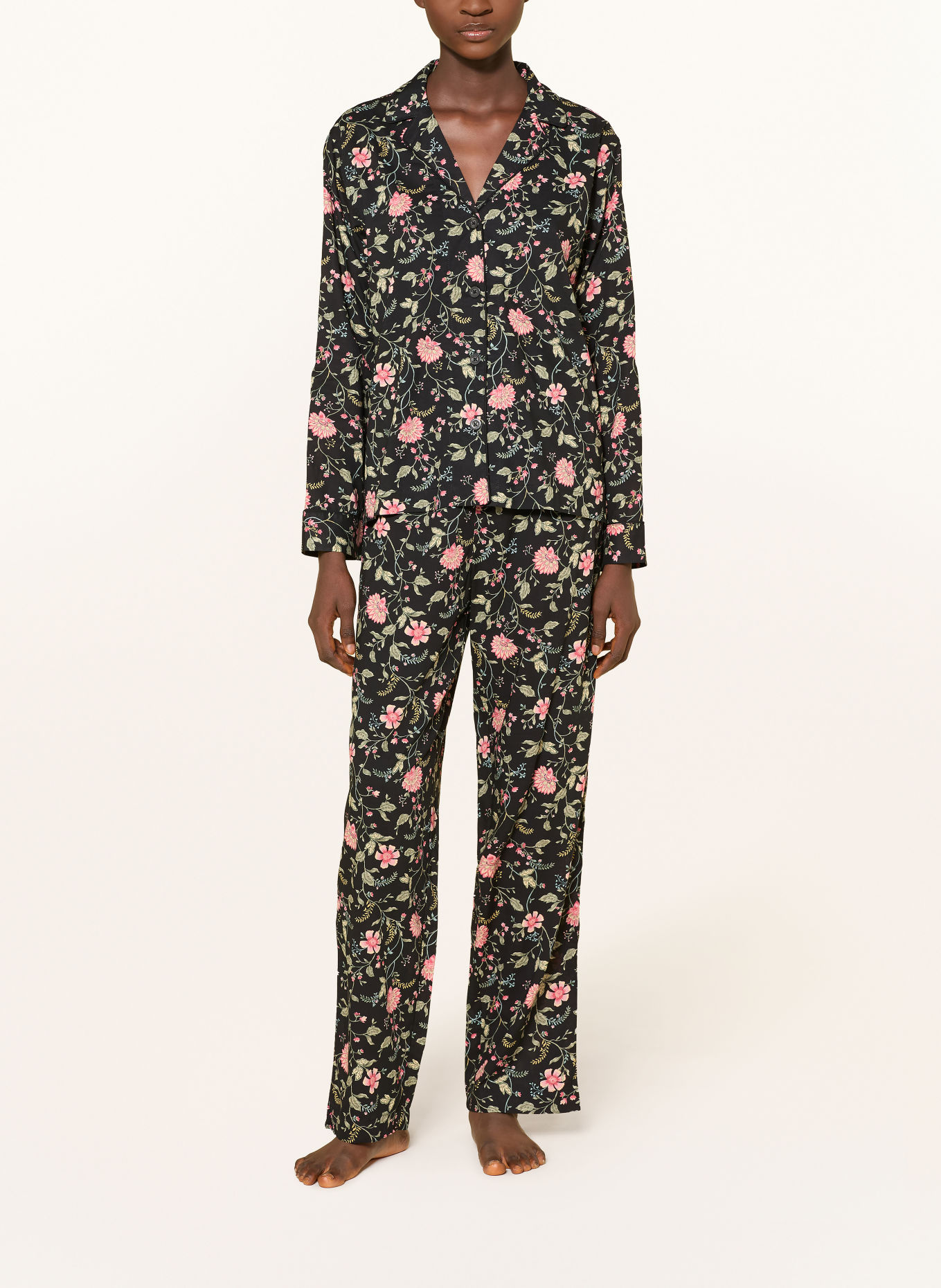 LAUREN RALPH LAUREN Pyjama: ZWART / ROZE / GROEN
