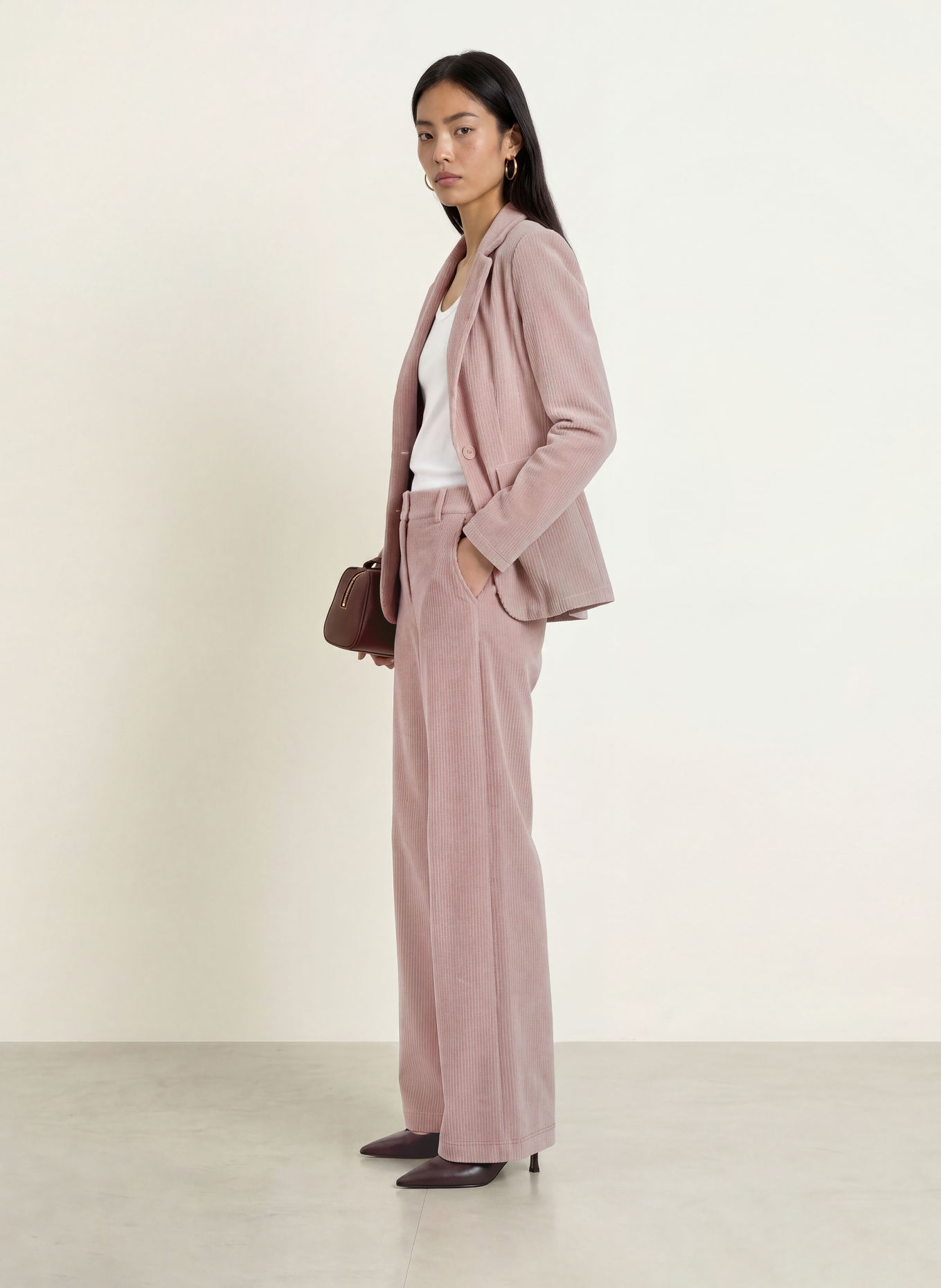 CATNOIR Marlene-byxor i corduroy: ROSÉ