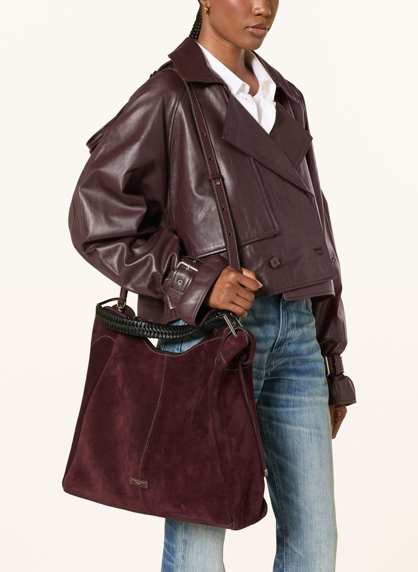 GIANNI CHIARINI ERA Bucket bag with Pouch: DARK RED