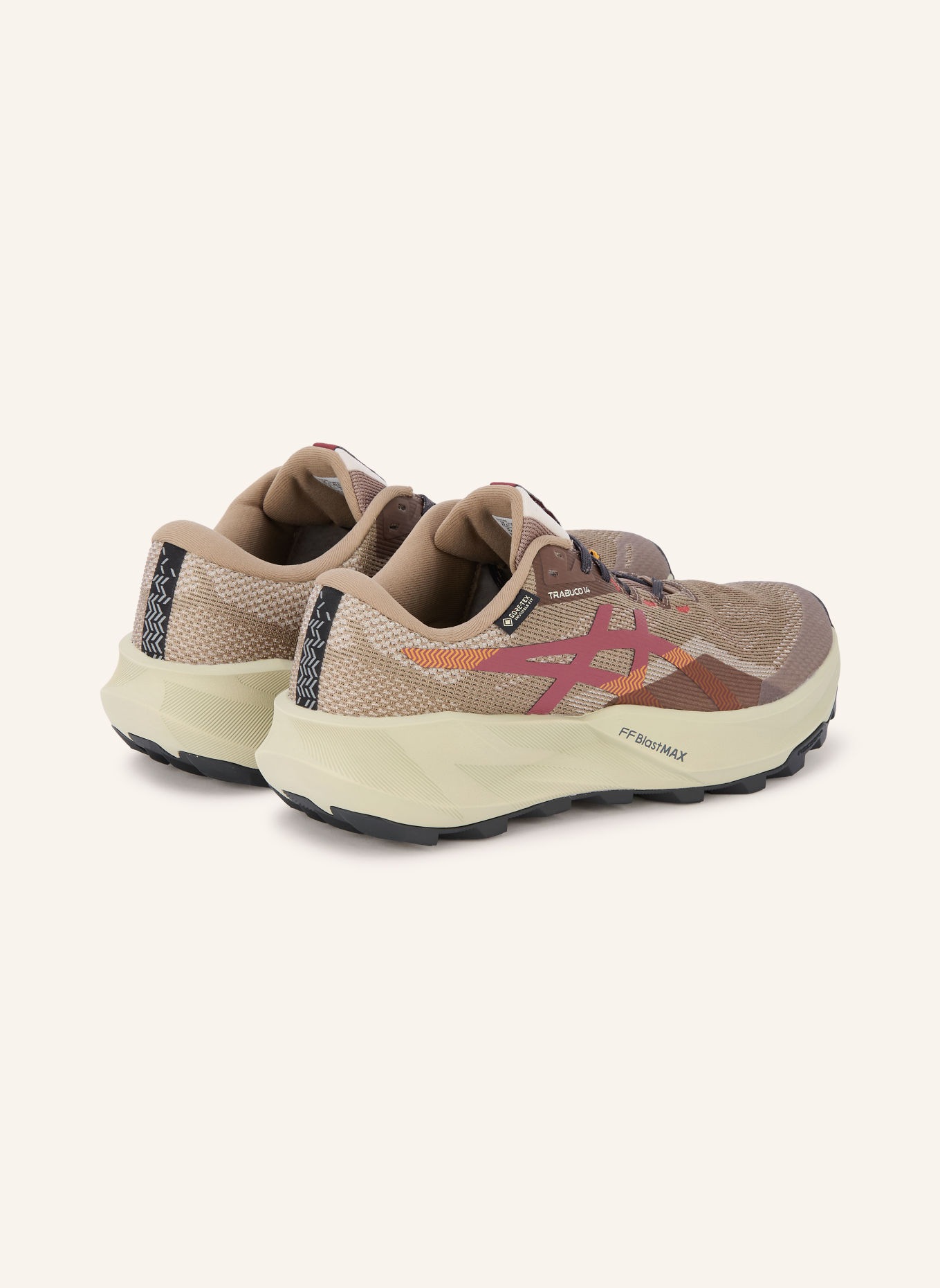 ASICS Wanderschuhe TRABUCO 14 GTX: TAUPE / DUNKELROT / ORANGE