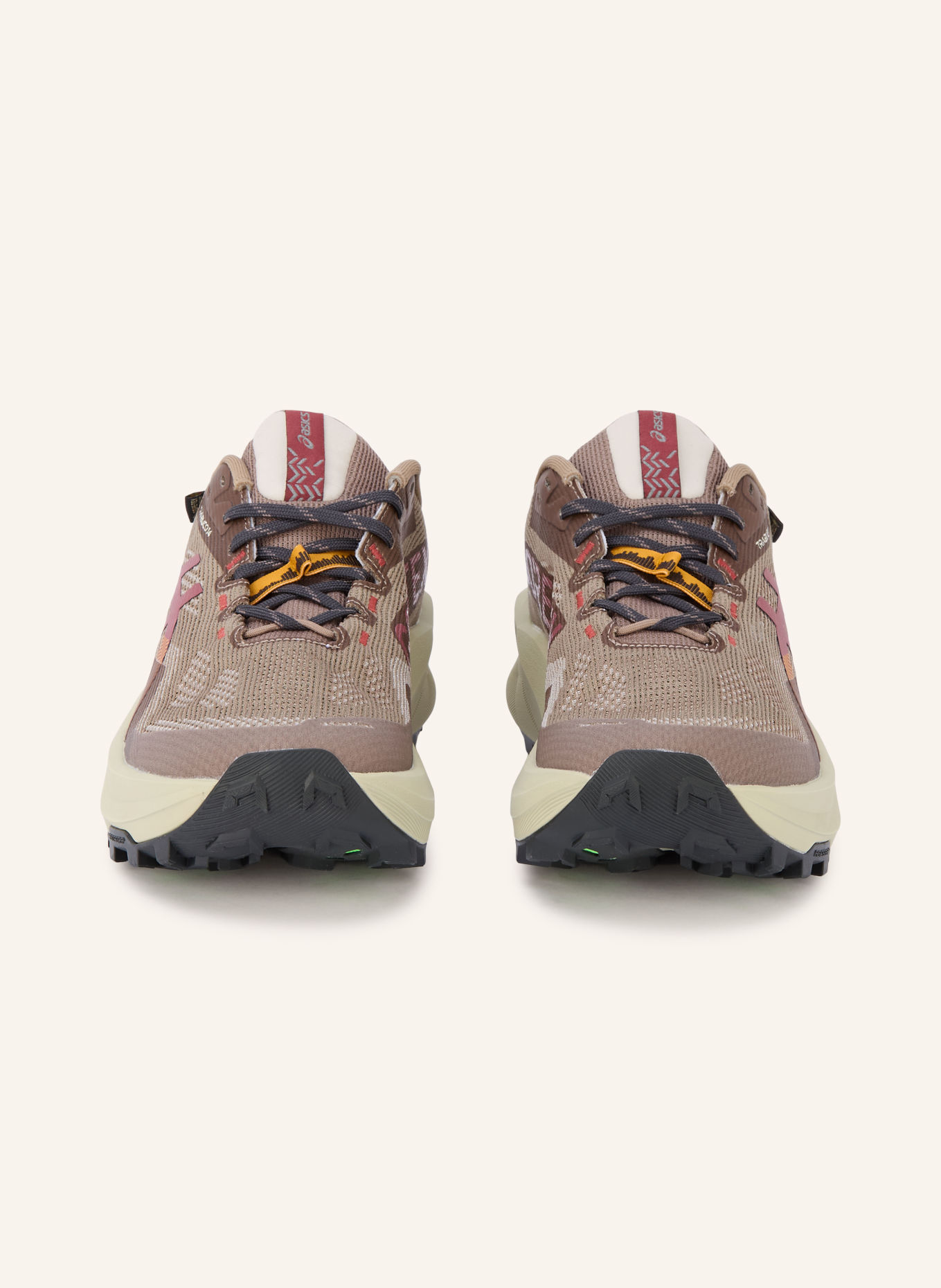 ASICS Wanderschuhe TRABUCO 14 GTX: TAUPE / DUNKELROT / ORANGE