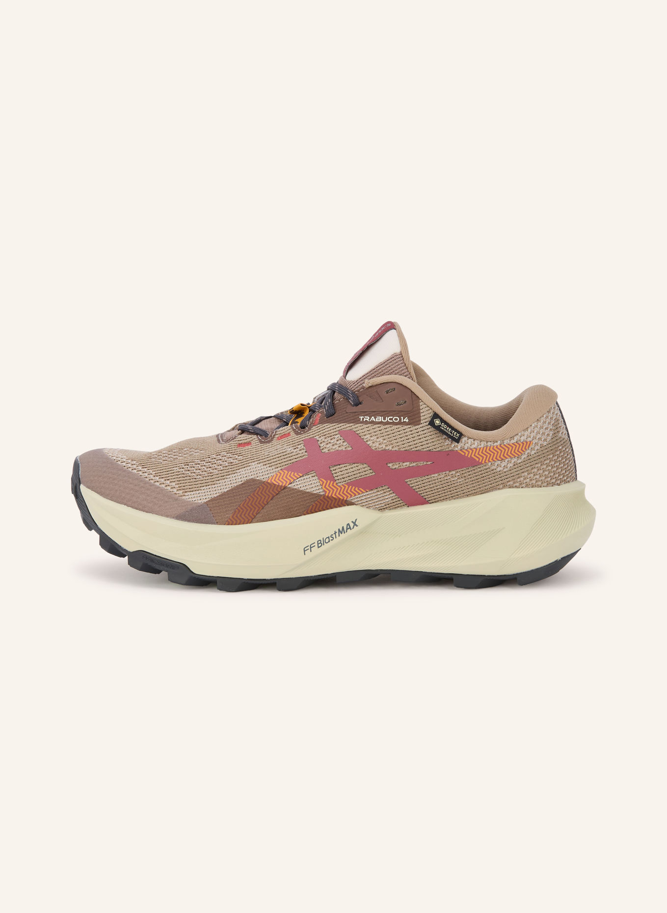 ASICS Wanderschuhe TRABUCO 14 GTX: TAUPE / DUNKELROT / ORANGE