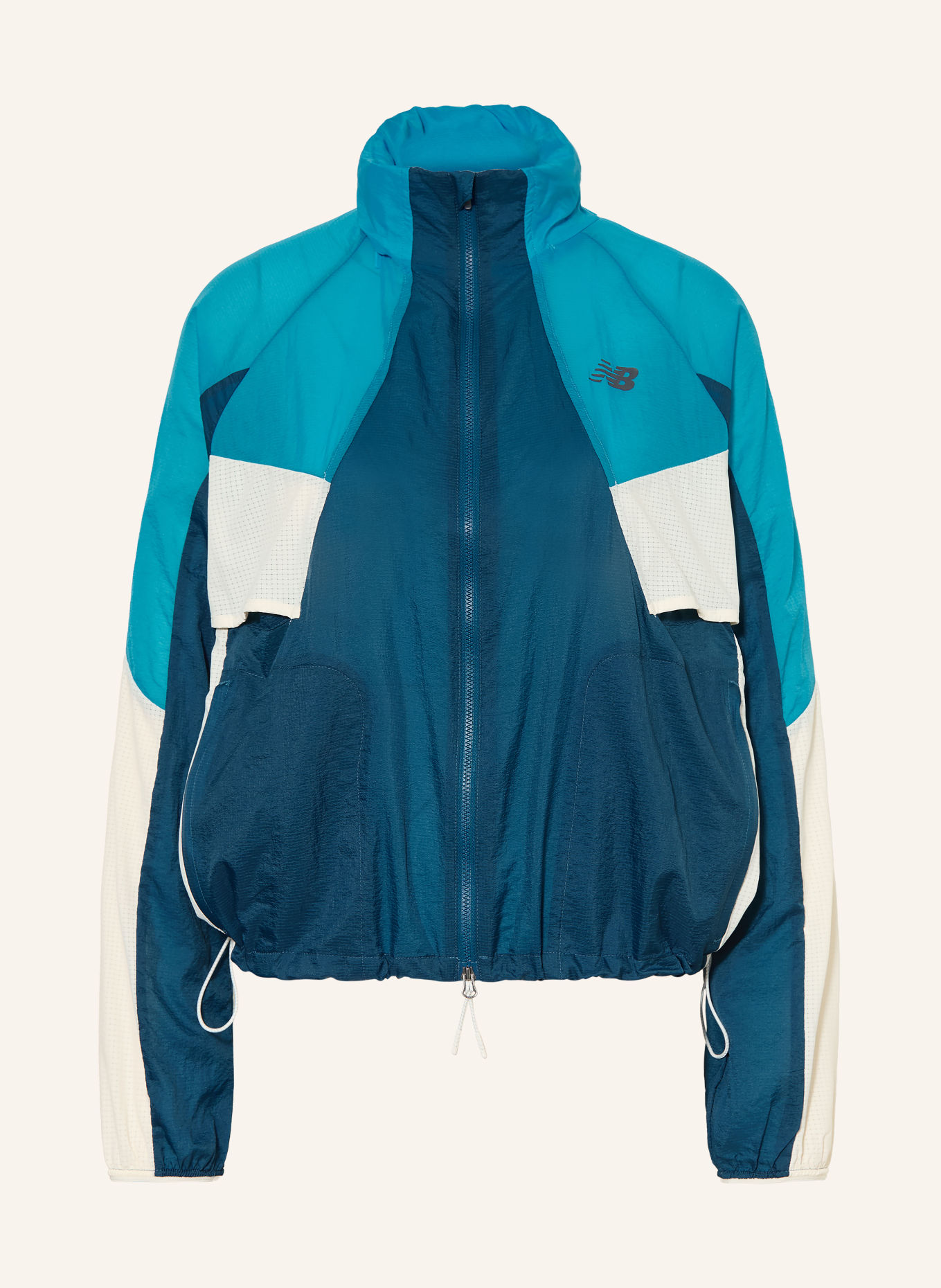 new balance RC Running Jacket: TEAL / CREAM / BLUE