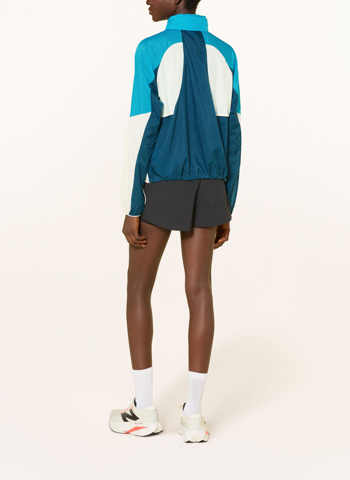new balance RC Running Jacket: TEAL / CREAM / BLUE