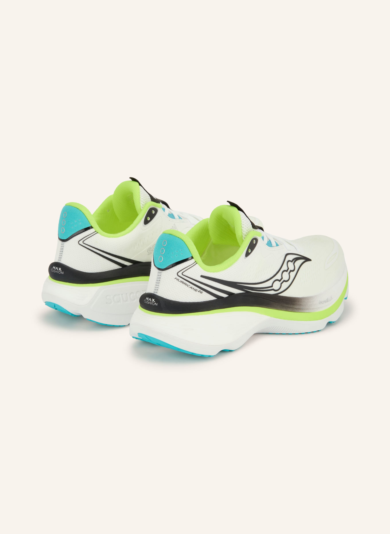 saucony Hardloopschoenen HURRICANE 26: WIT / NEONGEEL / TURQUOISE