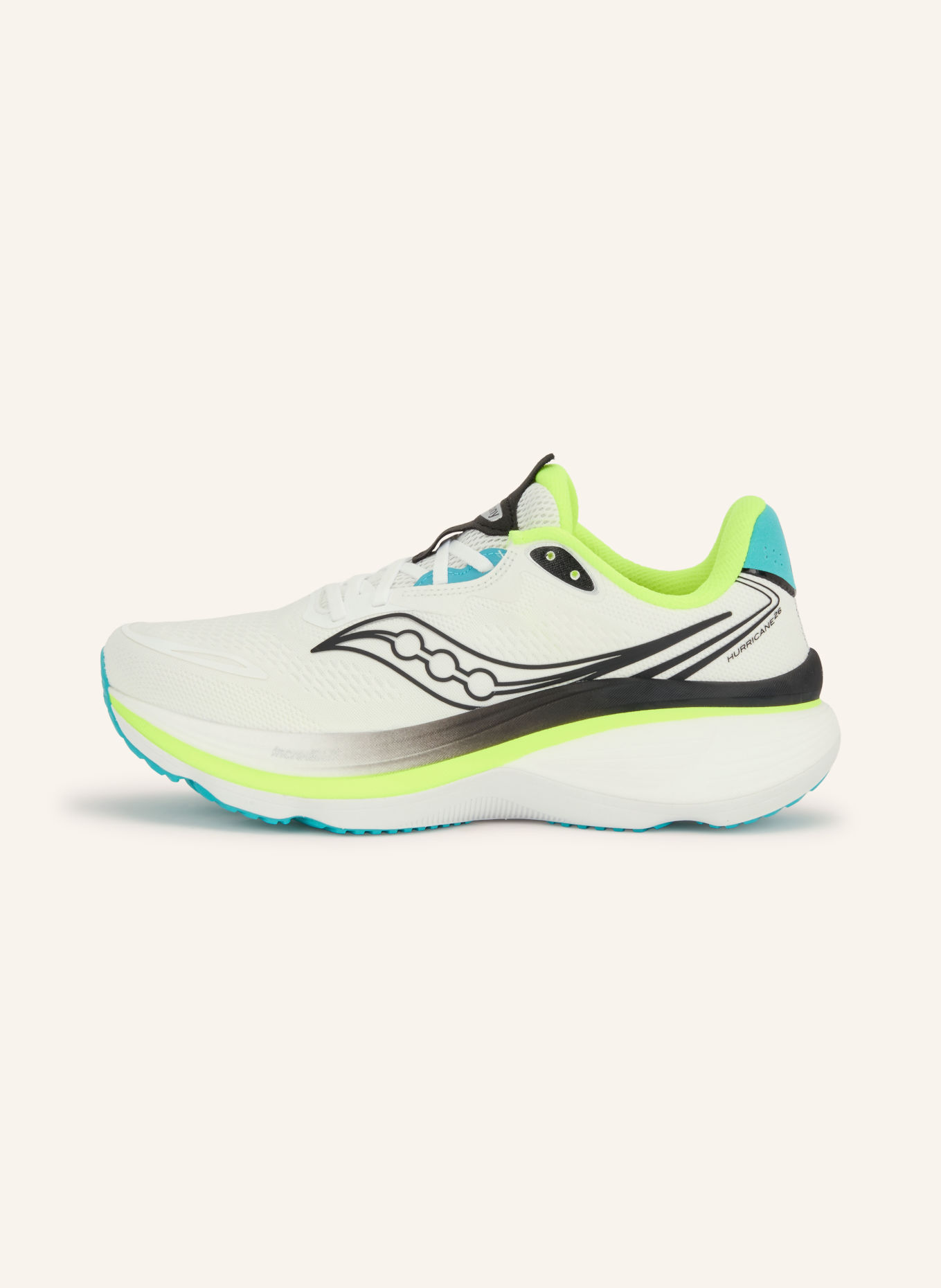 saucony Hardloopschoenen HURRICANE 26: WIT / NEONGEEL / TURQUOISE