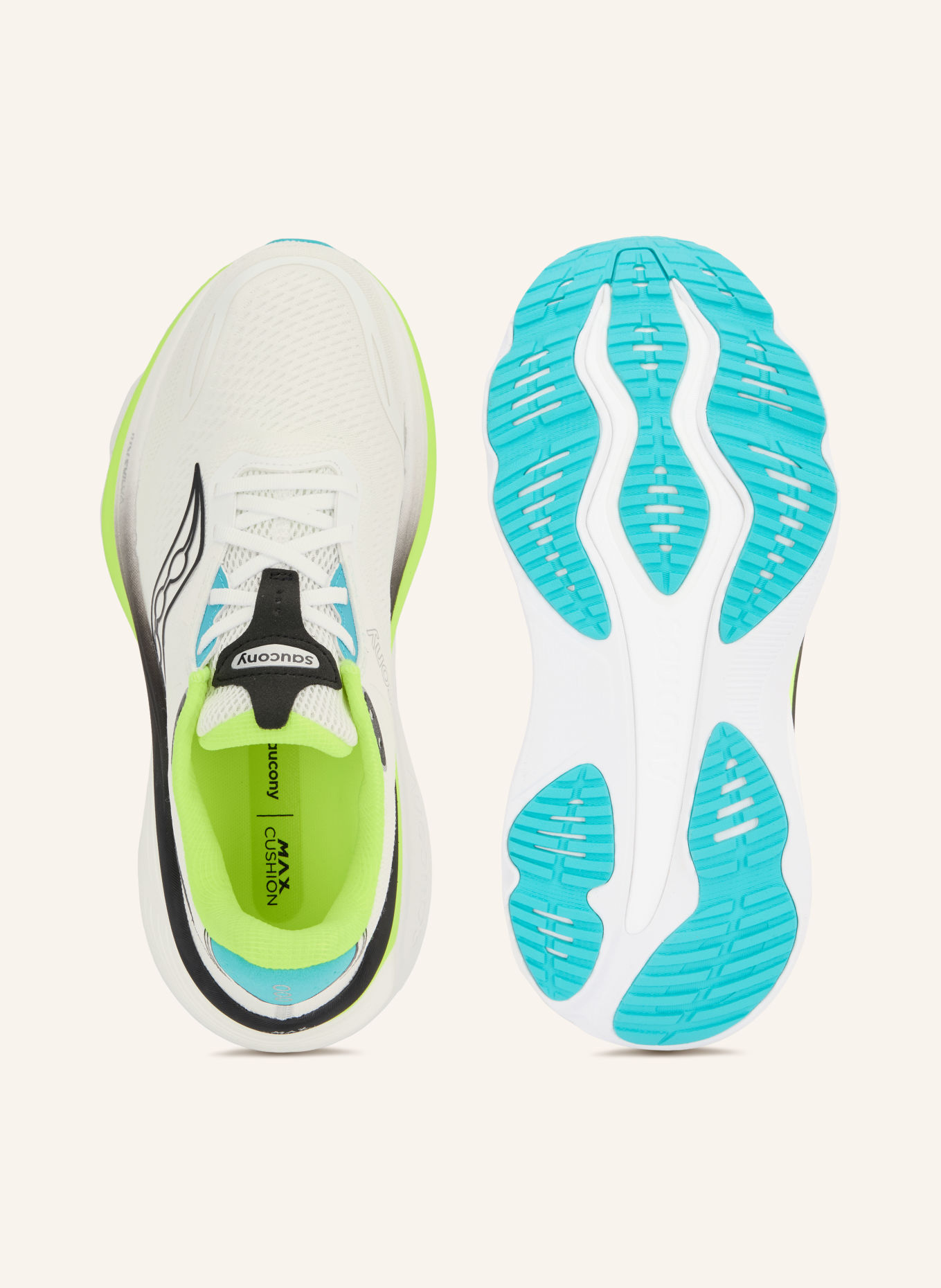saucony Hardloopschoenen HURRICANE 26: WIT / NEONGEEL / TURQUOISE