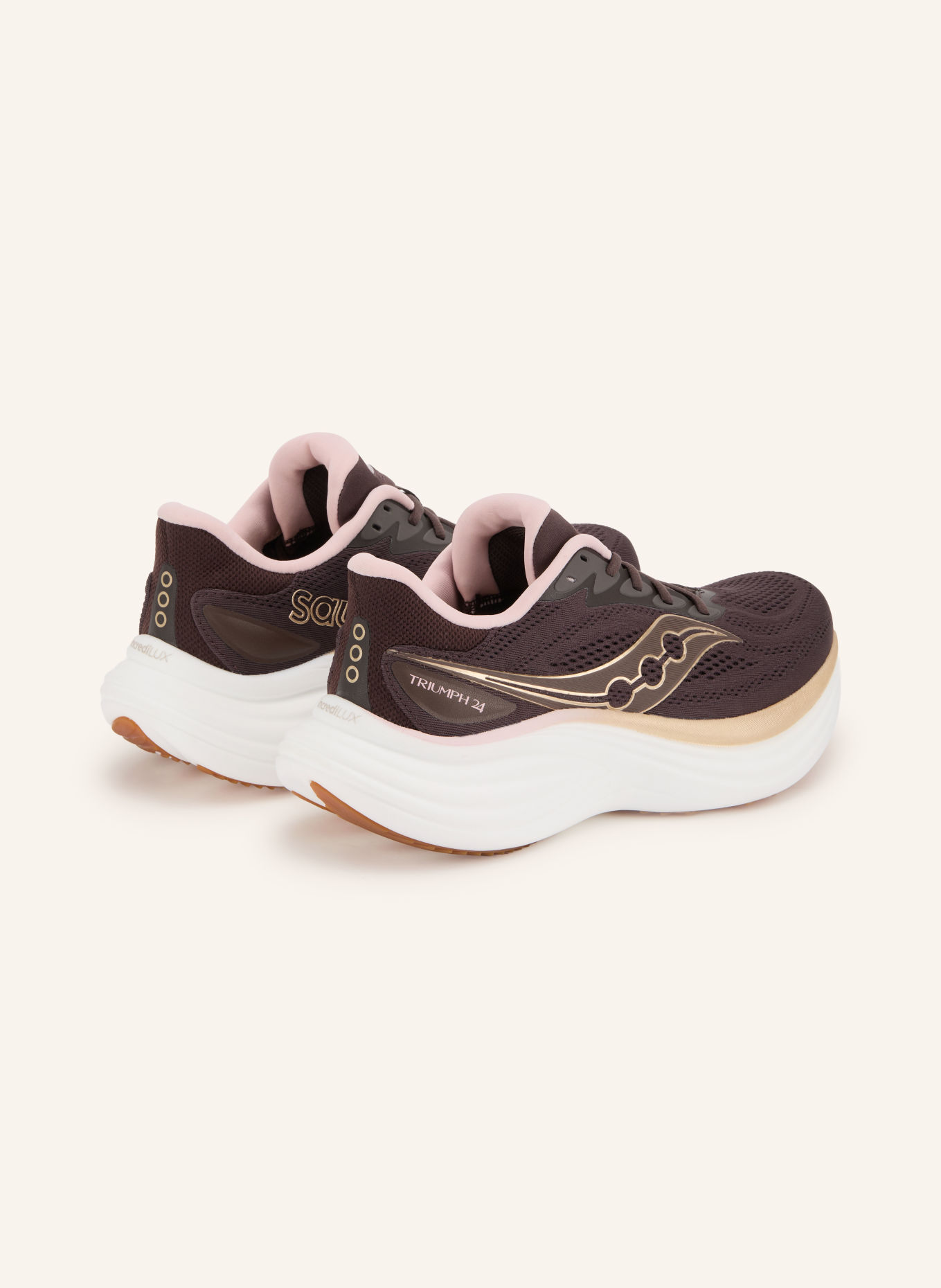 saucony Buty do biegania TRIUMPH 24: CIEMNOBRĄZOWY / ZŁOTY / BLADORÓŻOWY