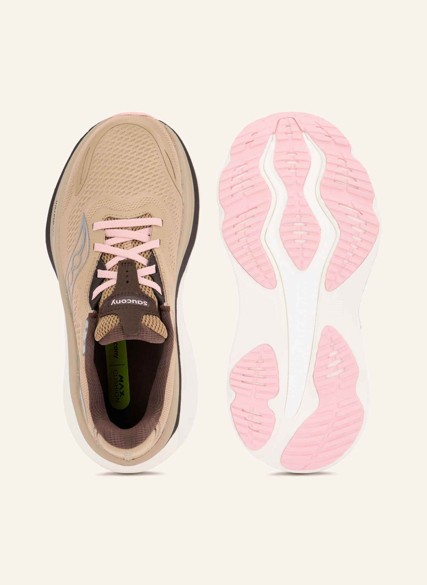 saucony Hardloopschoenen HURRICANE 26: TAUPE / ZILVER / MARRON FONCÉ