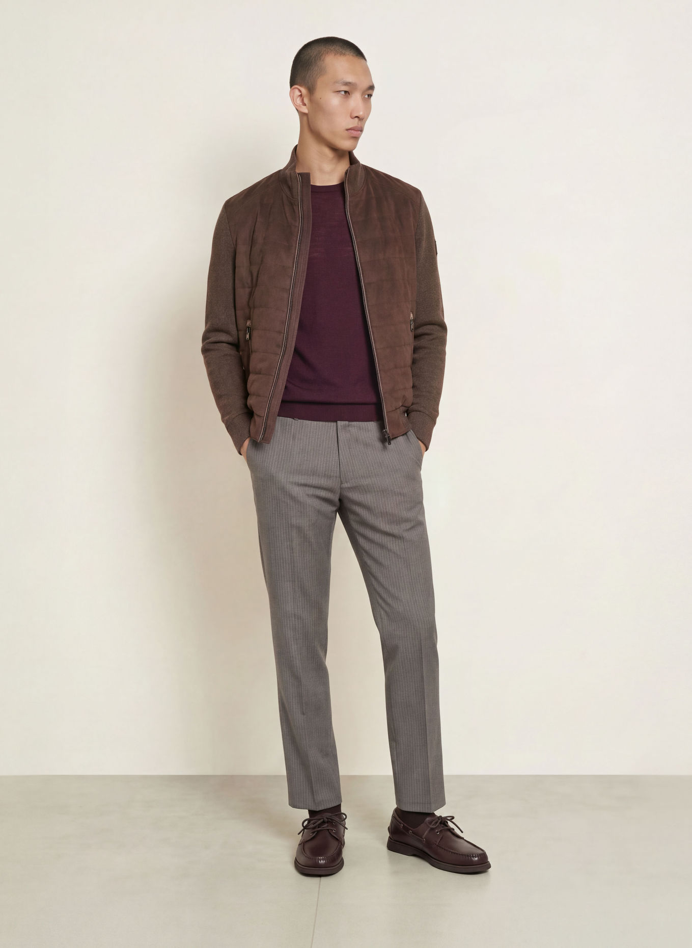MILESTONE Blouson MSSTANLEY in gemengde materialen: MARRON FONCÉ