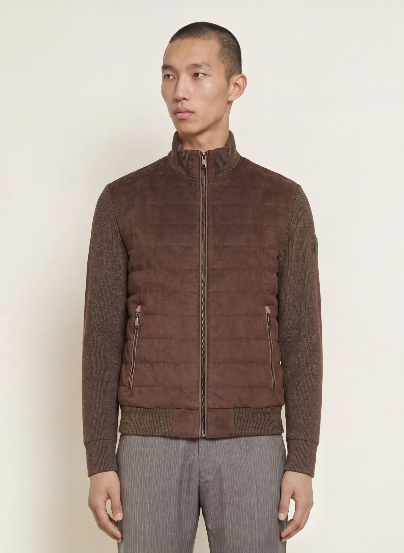 MILESTONE Blouson MSSTANLEY in gemengde materialen: MARRON FONCÉ