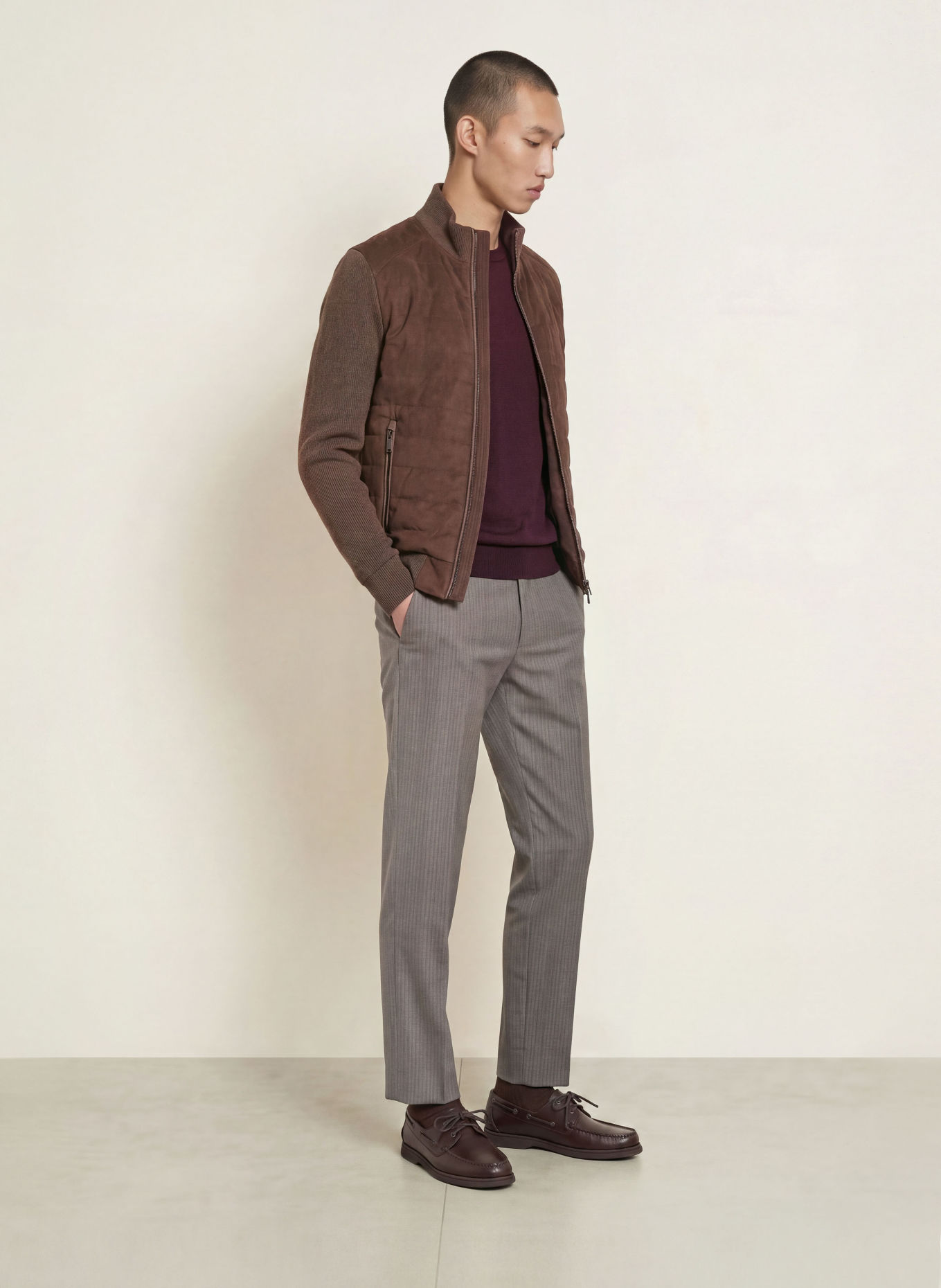 MILESTONE Blouson MSSTANLEY in gemengde materialen: MARRON FONCÉ