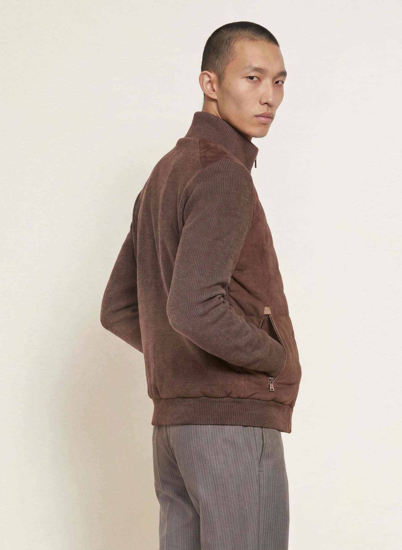 MILESTONE Blouson MSSTANLEY in gemengde materialen: MARRON FONCÉ