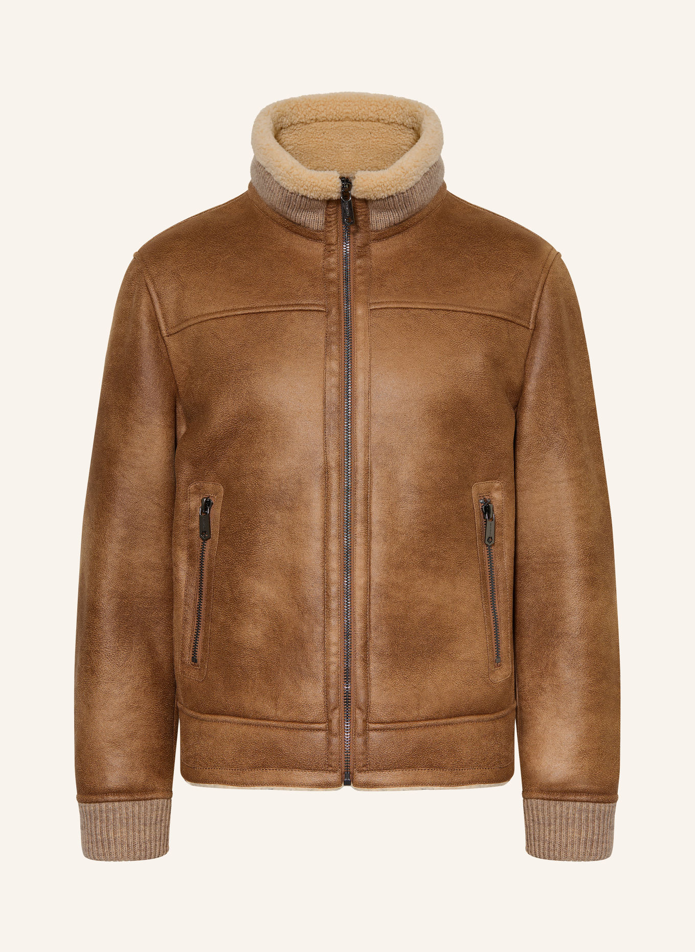 MILESTONE MSRIANO Leather-Look Jacket: CAMEL