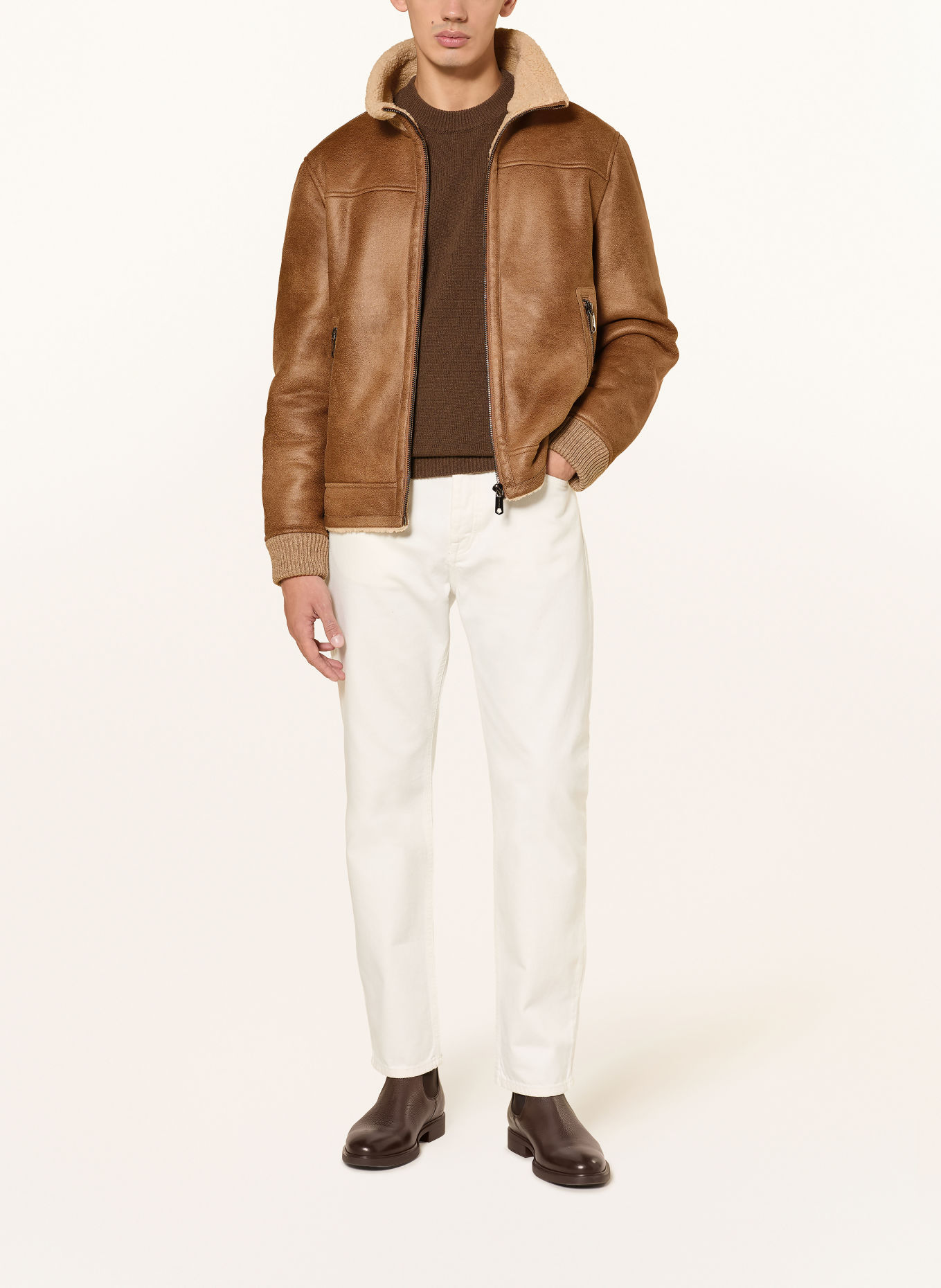 MILESTONE MSRIANO Leather-Look Jacket: CAMEL