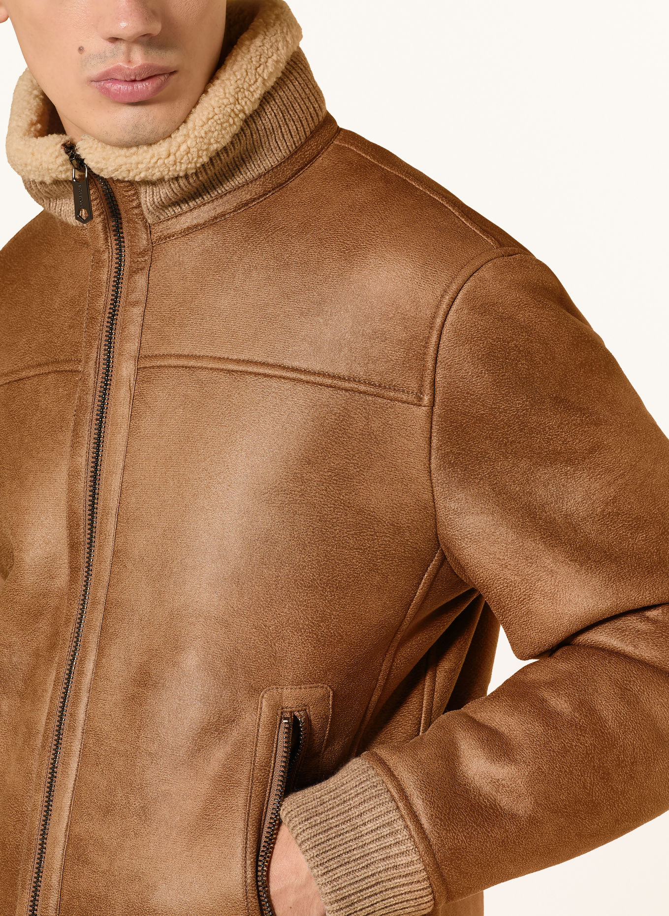 MILESTONE MSRIANO Leather-Look Jacket: CAMEL