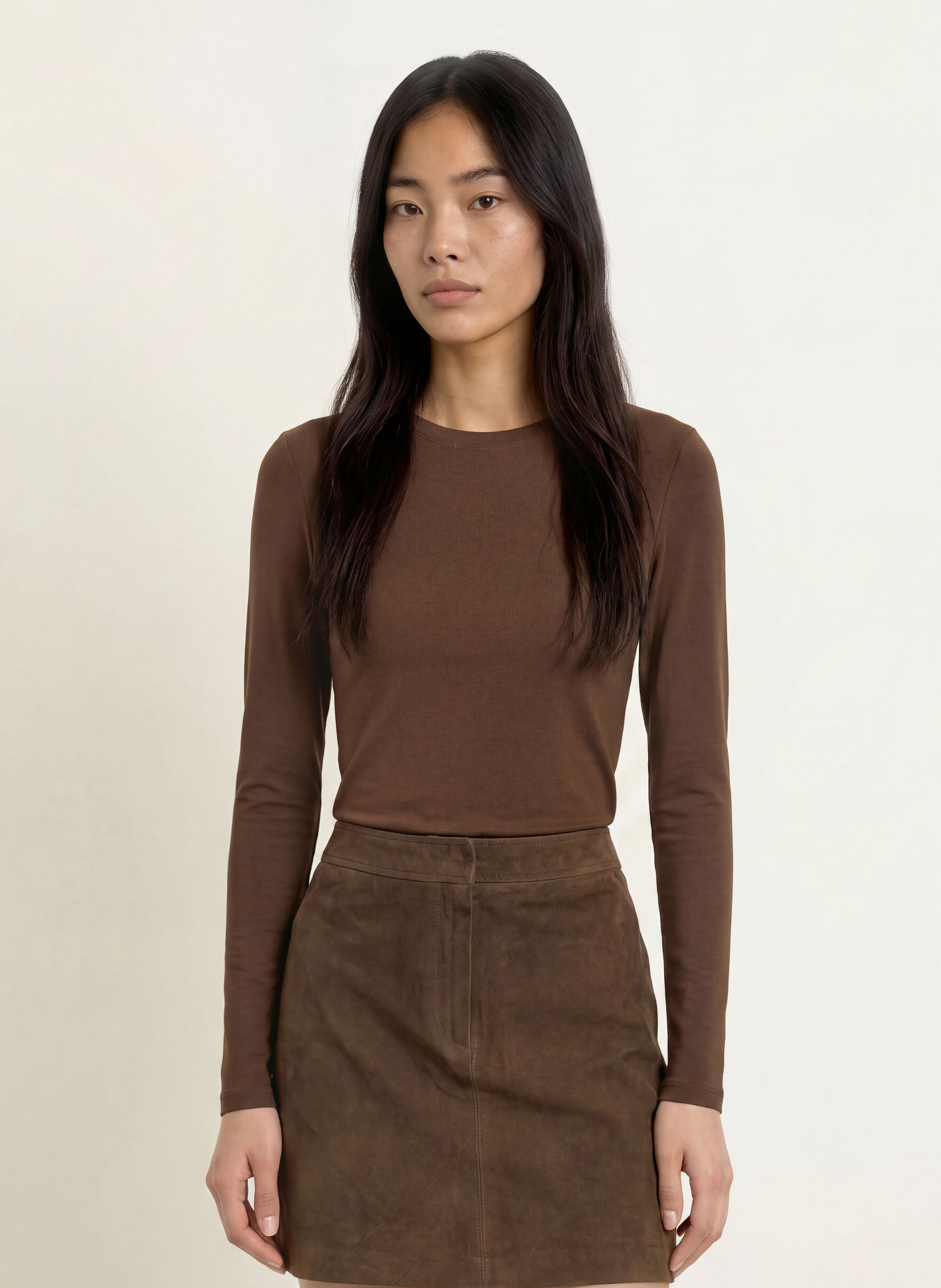 SELECTED Longsleeve: MARRON FONCÉ