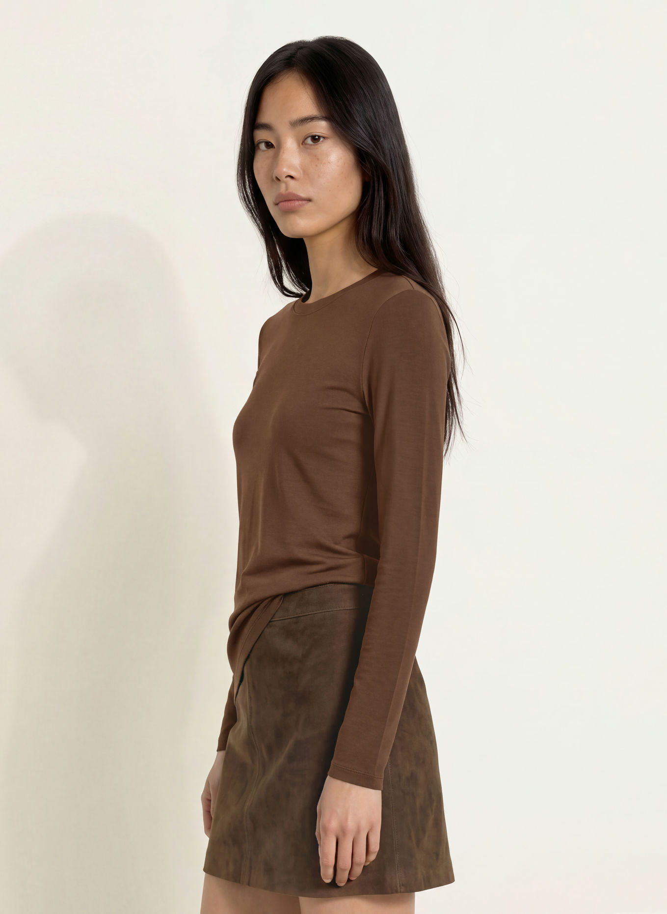 SELECTED Longsleeve: MARRON FONCÉ