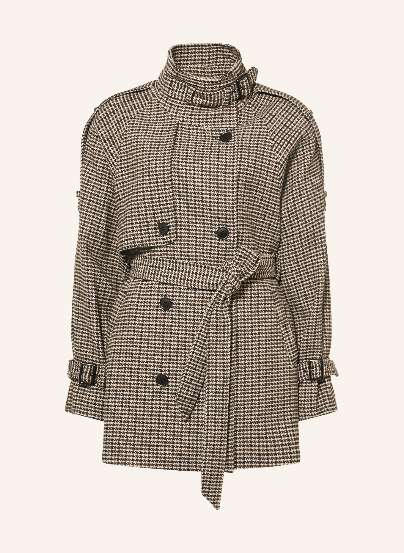 GESTUZ Trenchjas GZAVIC: CRÈME / MARRON FONCÉ / ZWART