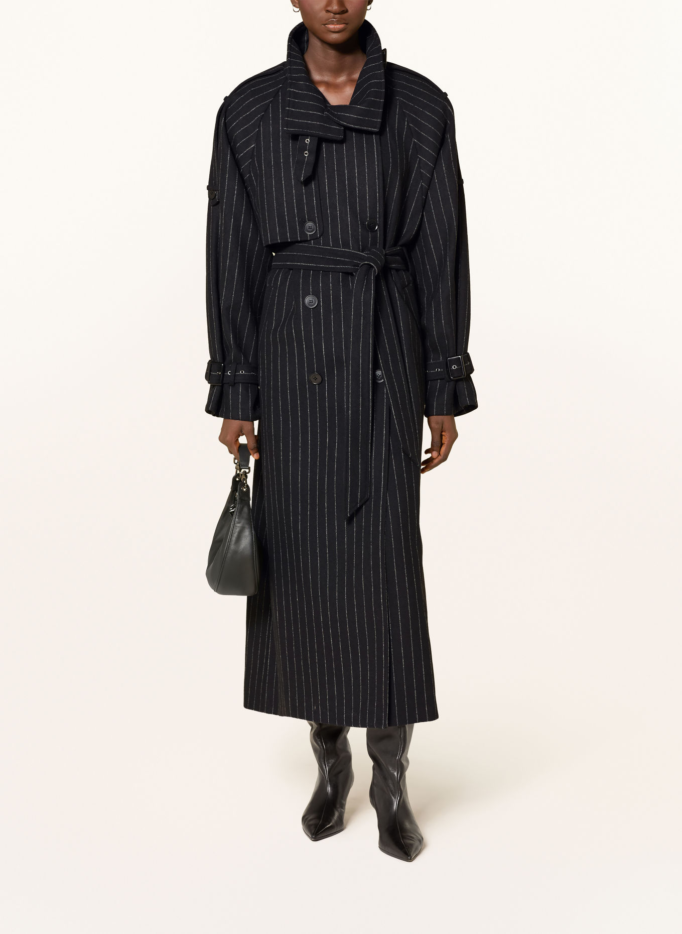 GESTUZ Trenchcoat GZAVIC: SCHWARZ / HELLGRAU