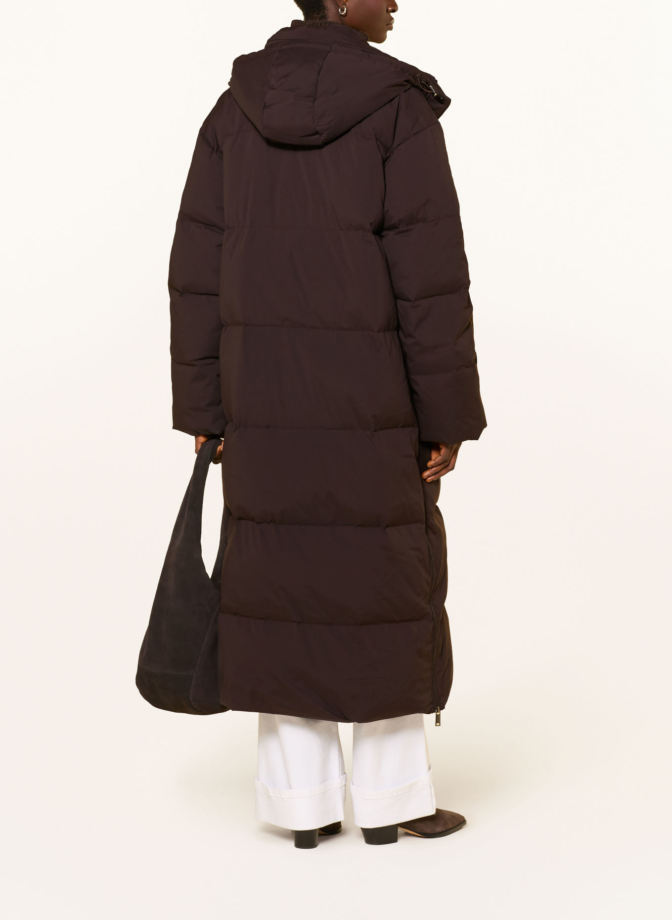 GESTUZ GZROA Down coat with Detachable Hood: DARK BROWN