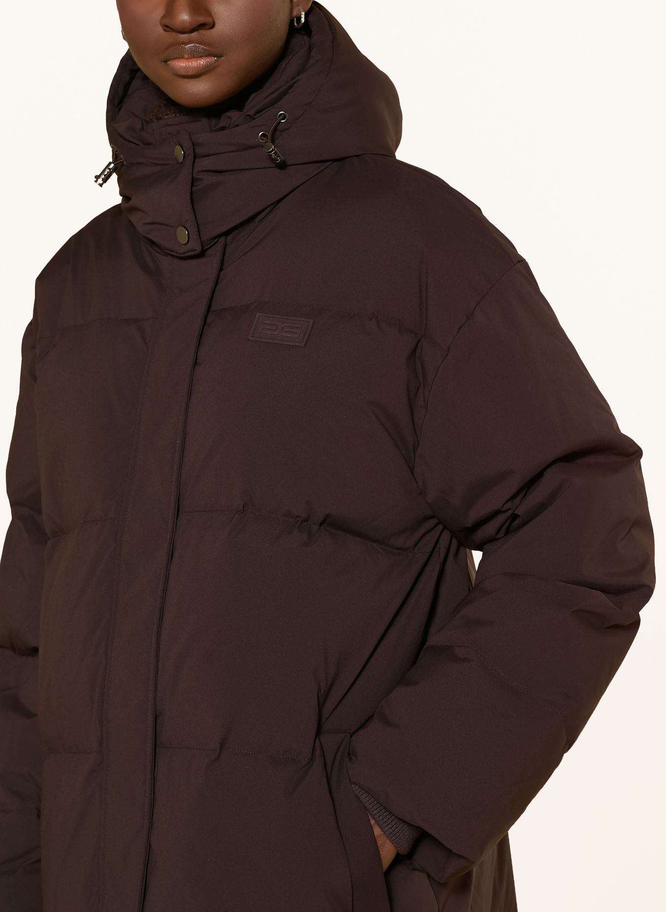 GESTUZ GZROA Down coat with Detachable Hood: DARK BROWN