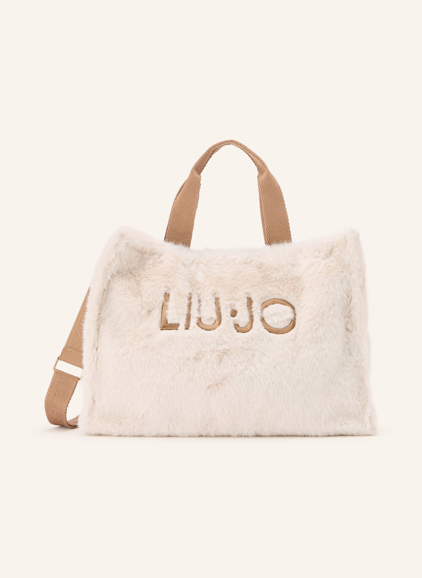 LIU JO Shopper i kunstpels: ECRU / COGNAC