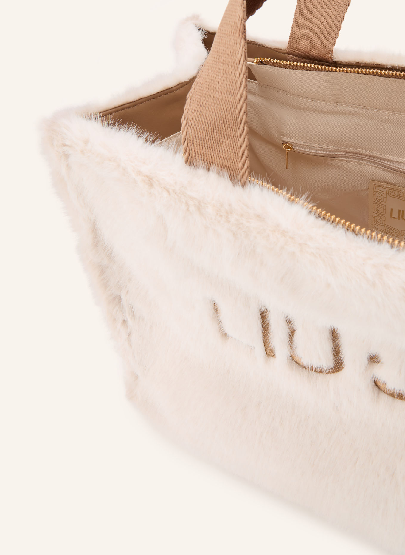 LIU JO Shopper i kunstpels: ECRU / COGNAC