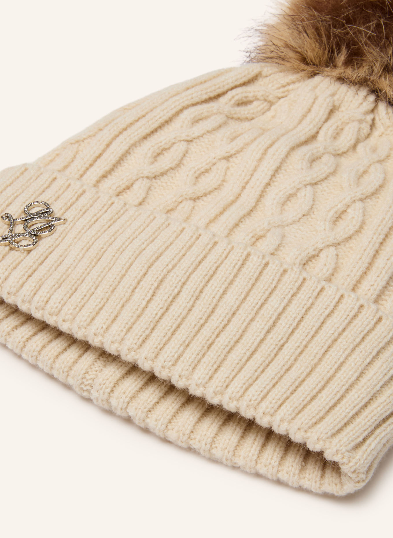 LIU JO Muts met sierstenen: ECRU / ZILVER / BEIGE
