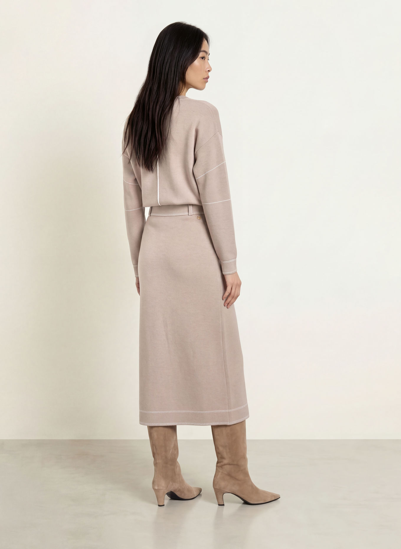 LIU JO Strickrock: TAUPE / WEISS