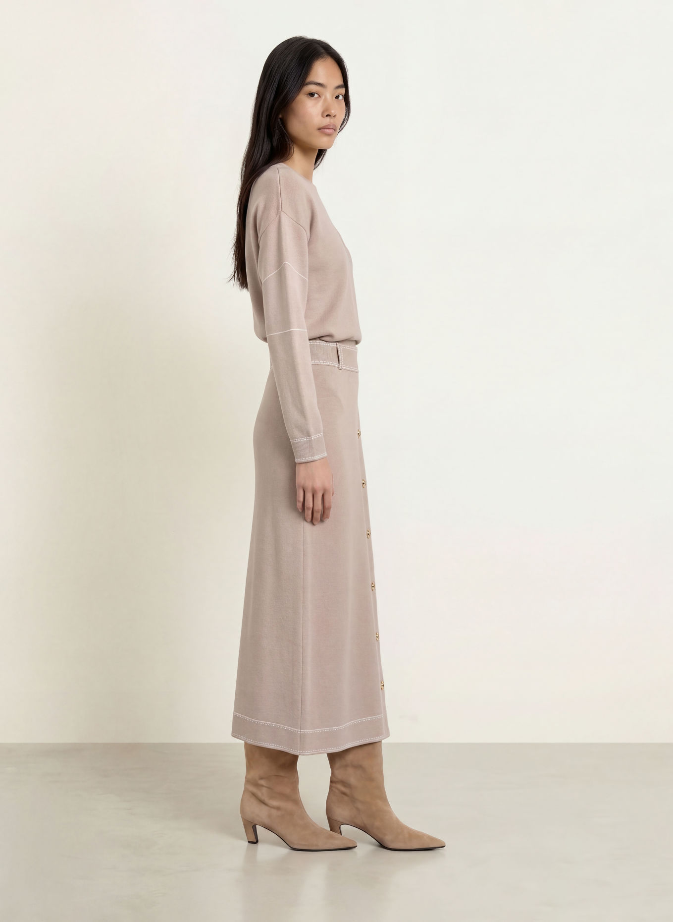 LIU JO Strickrock: TAUPE / WEISS