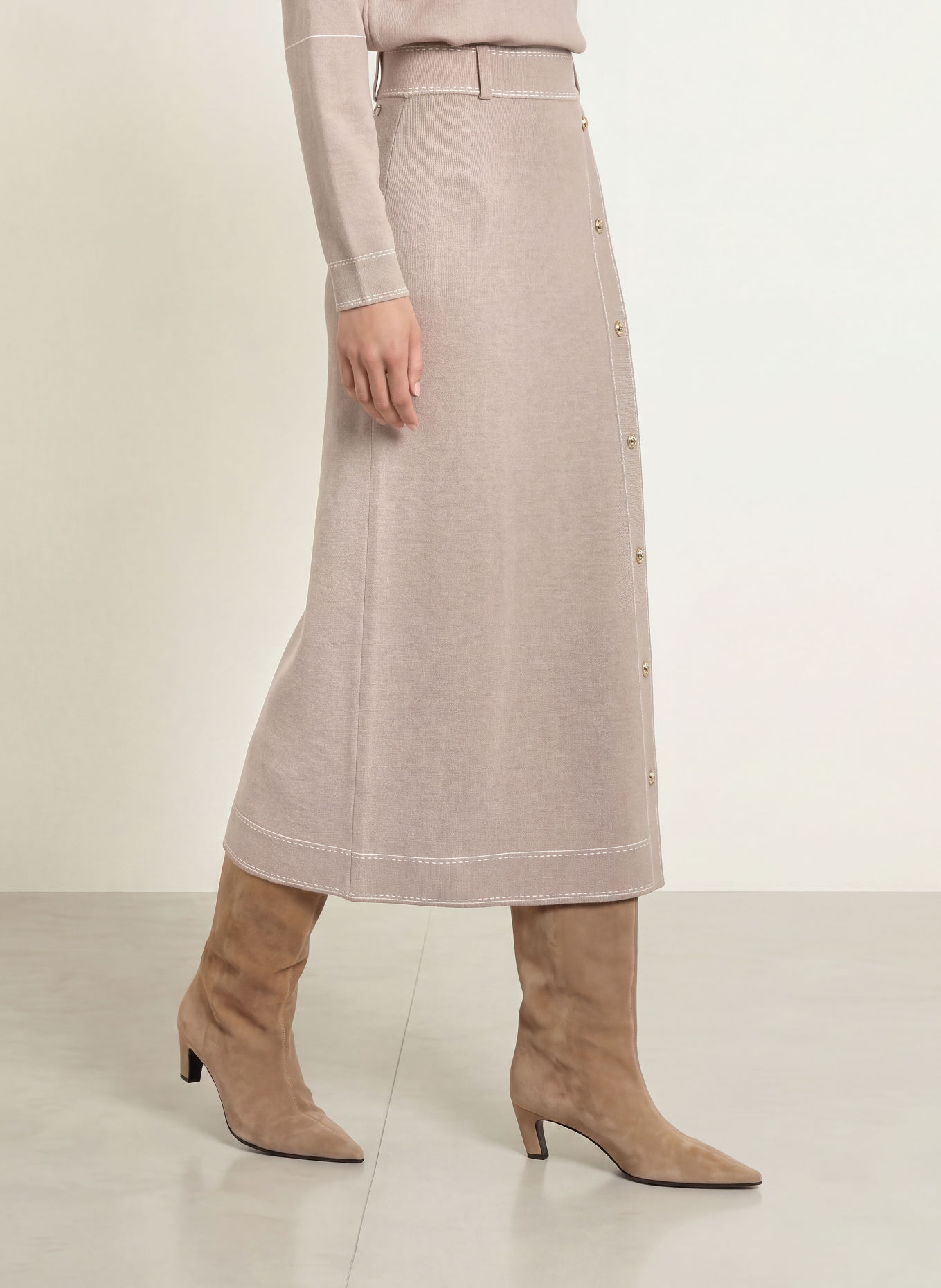 LIU JO Strickrock: TAUPE / WEISS