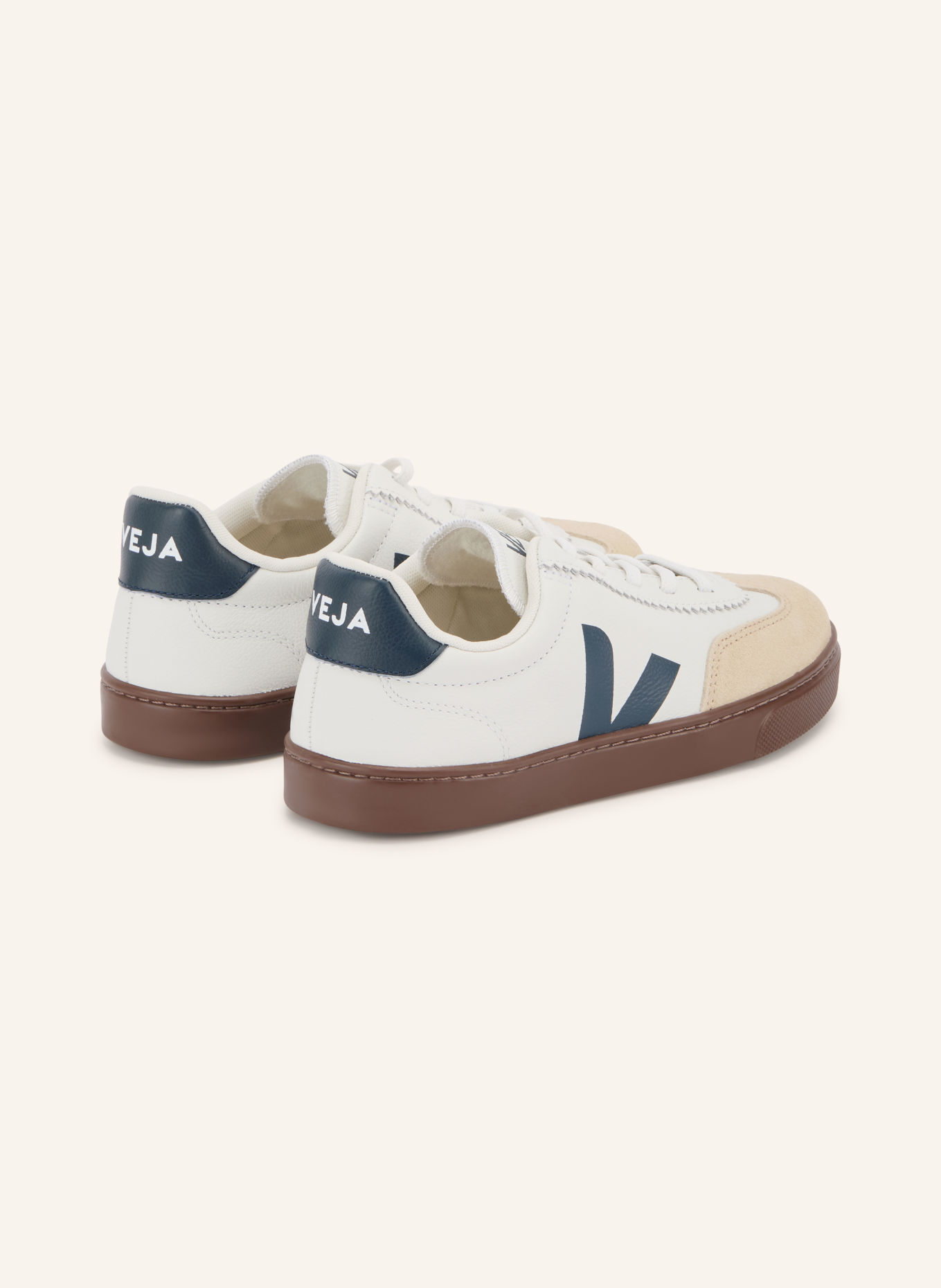 VEJA SMALL VOLLEY Sneakers: WHITE / BEIGE / DARK BLUE