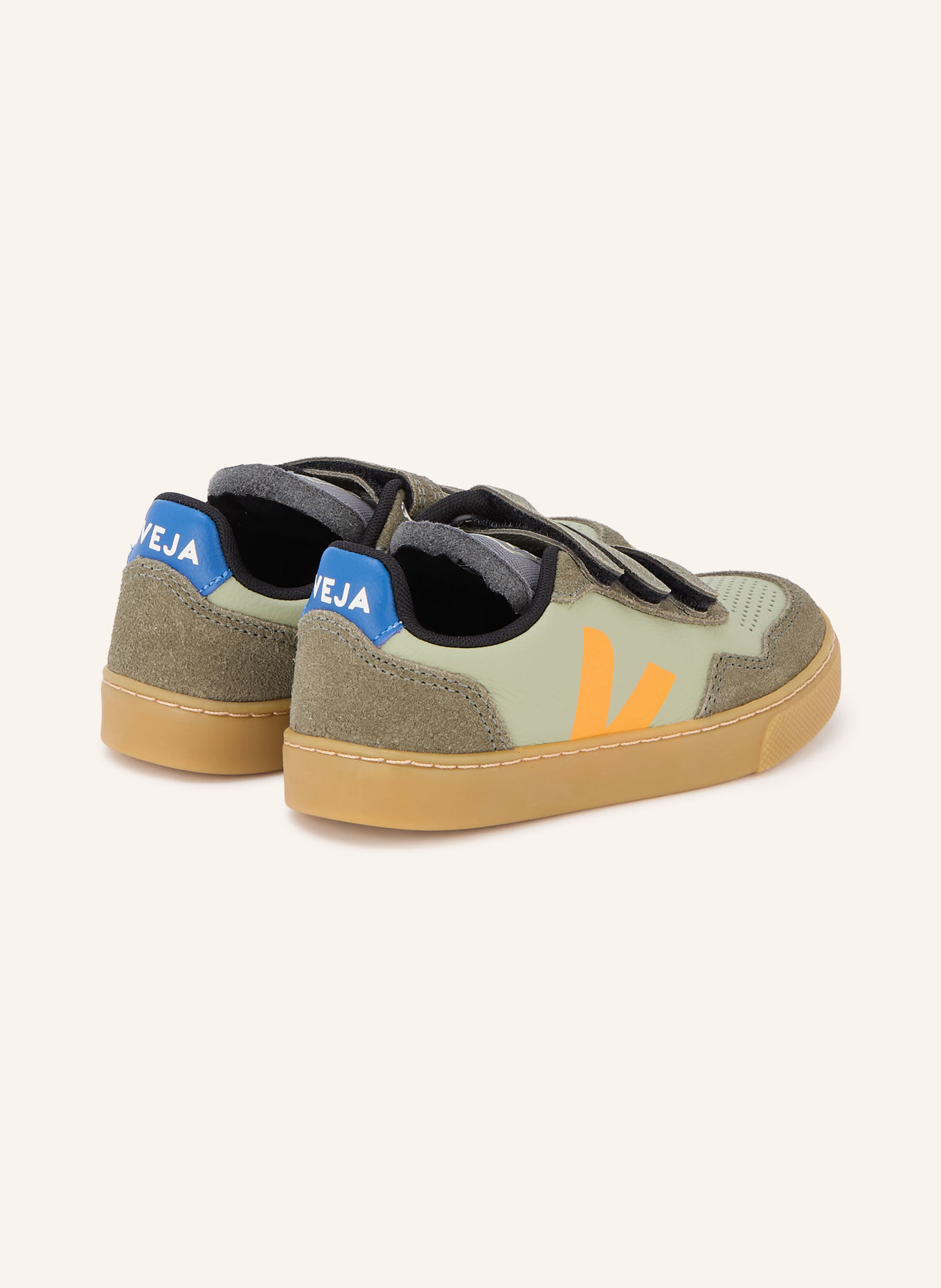 VEJA SMALL V-90 Sneakers: LIGHT GREEN / ORANGE / OLIVE