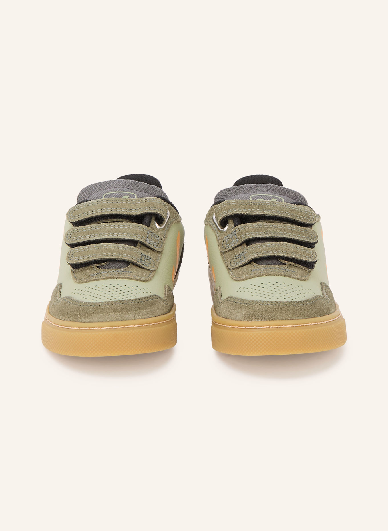 VEJA SMALL V-90 Sneakers: LIGHT GREEN / ORANGE / OLIVE