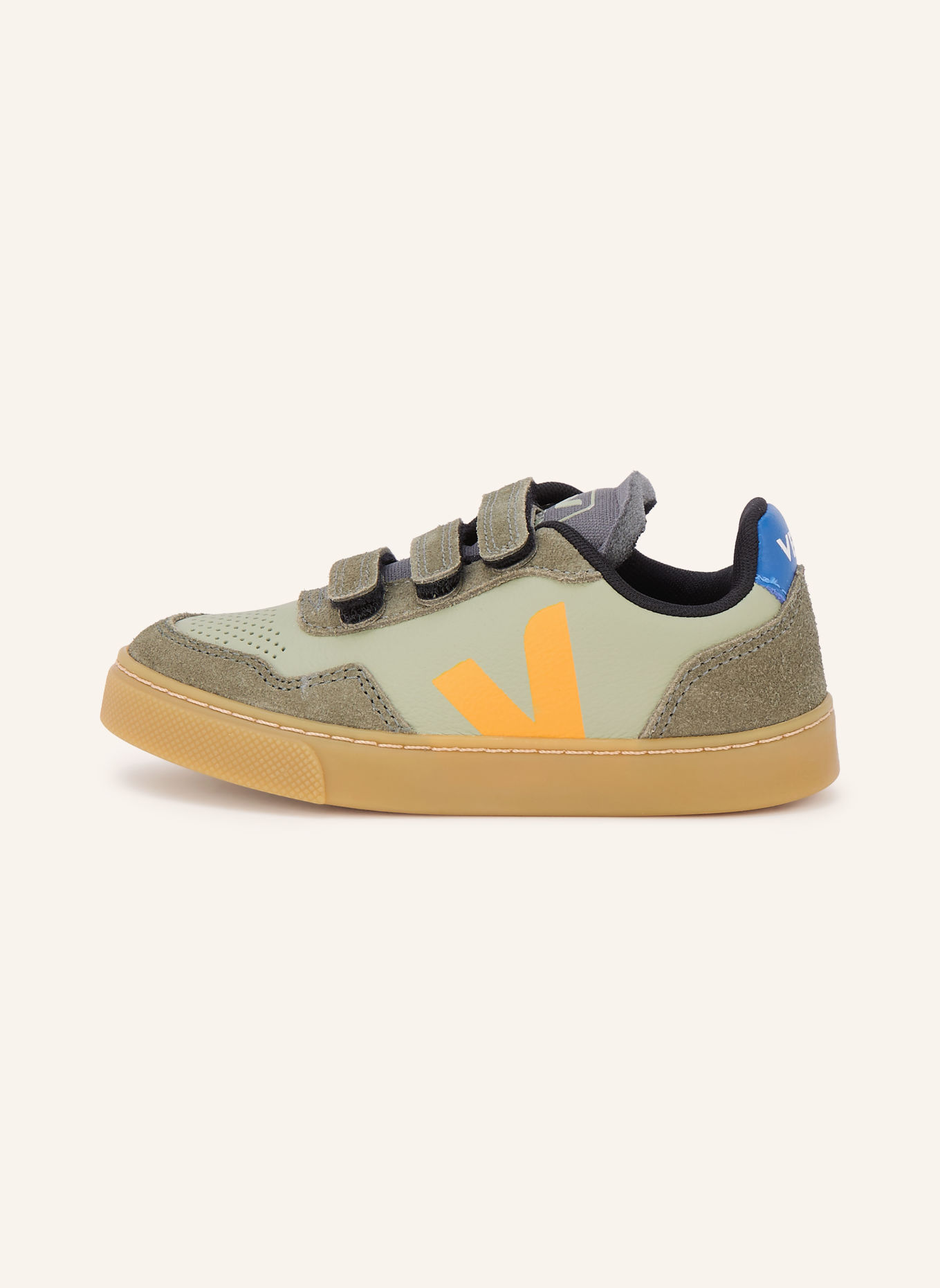 VEJA SMALL V-90 Sneakers: LIGHT GREEN / ORANGE / OLIVE