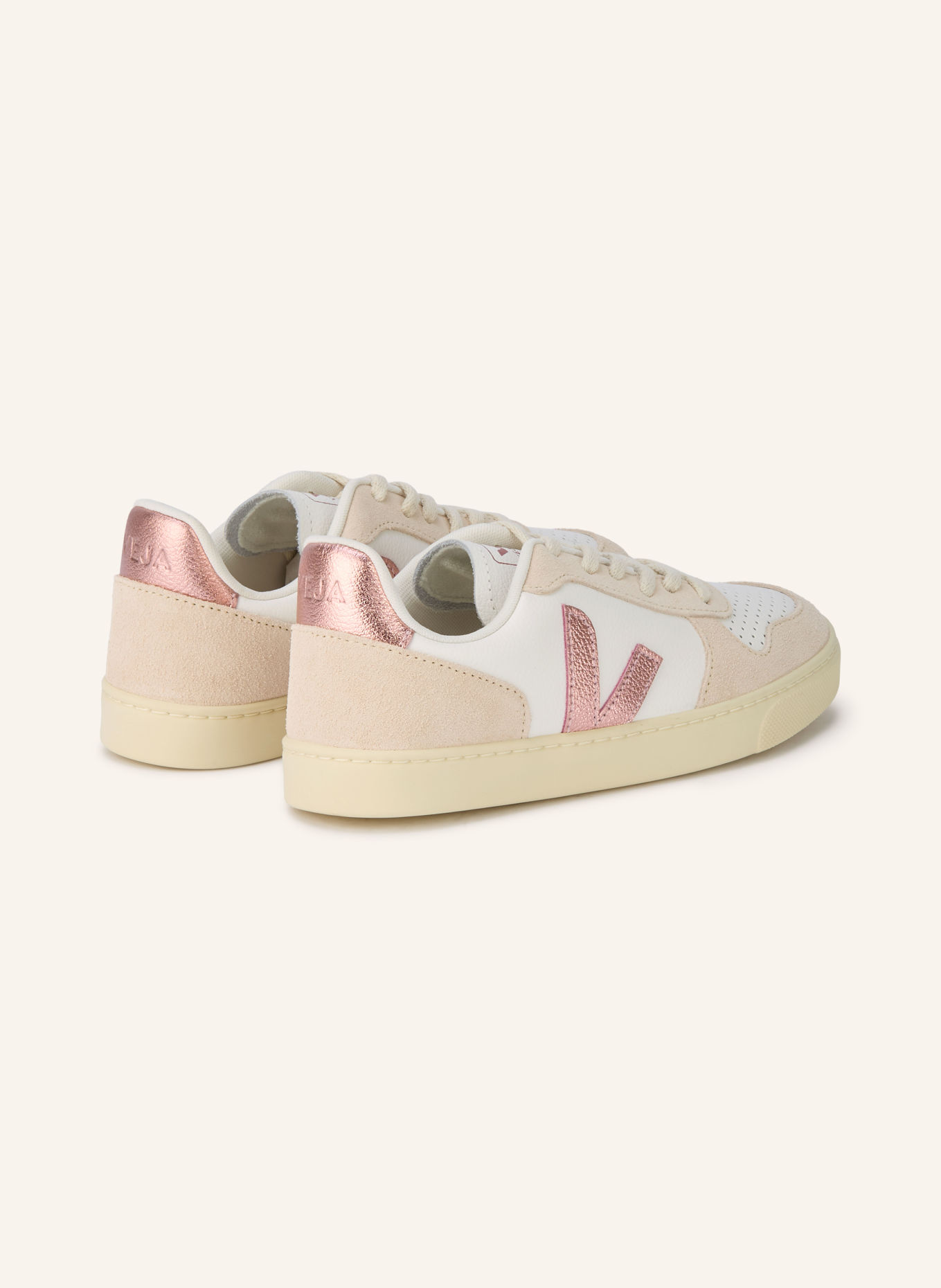 VEJA Sneaker SMALL V-10: WEISS / ROSA / BEIGE