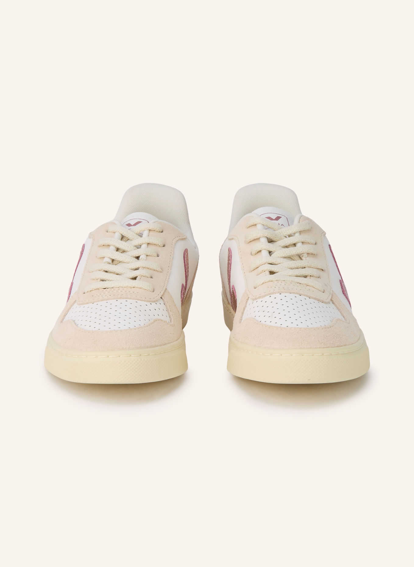 VEJA Sneaker SMALL V-10: WEISS / ROSA / BEIGE