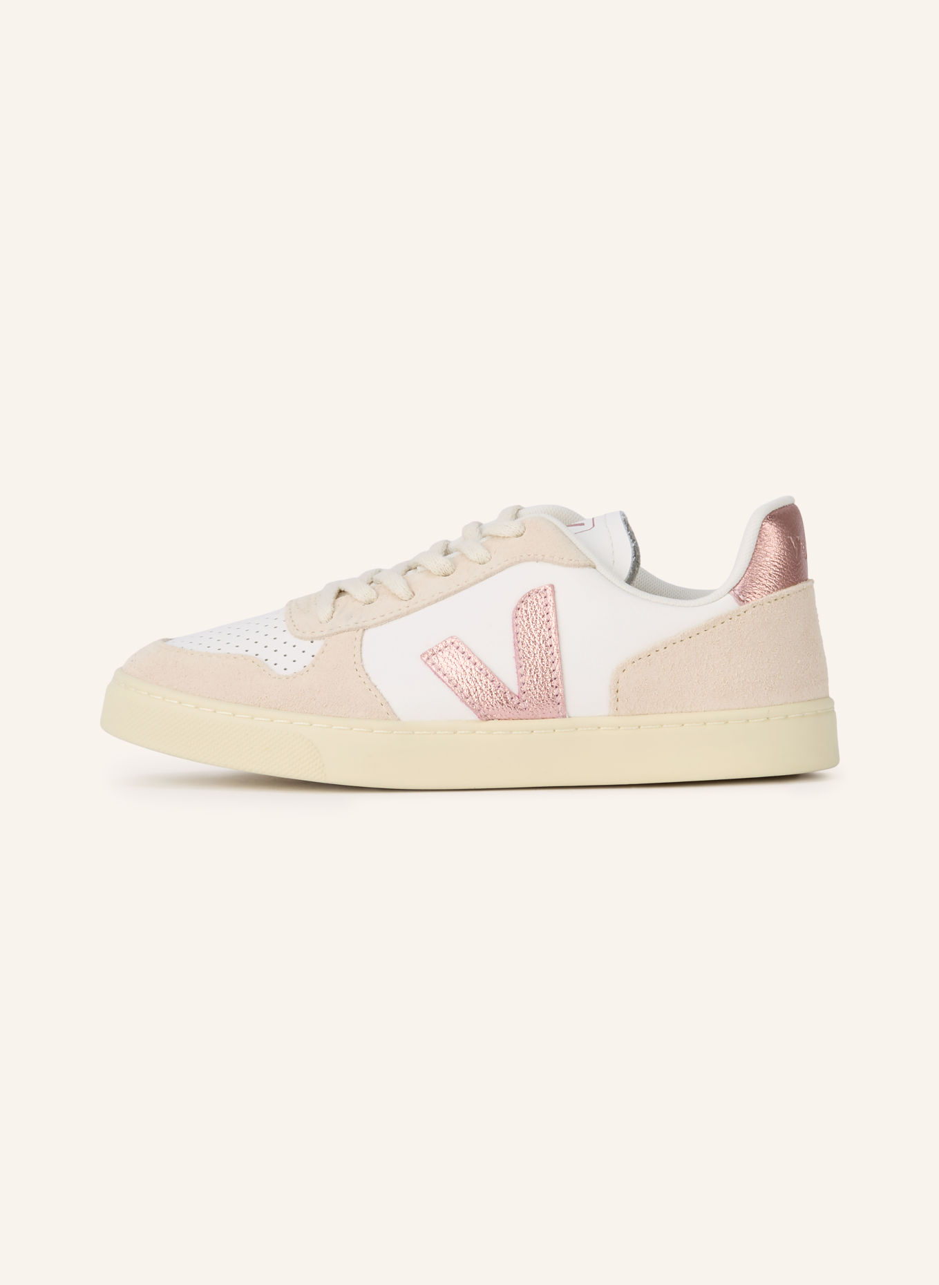 VEJA Sneaker SMALL V-10: WEISS / ROSA / BEIGE