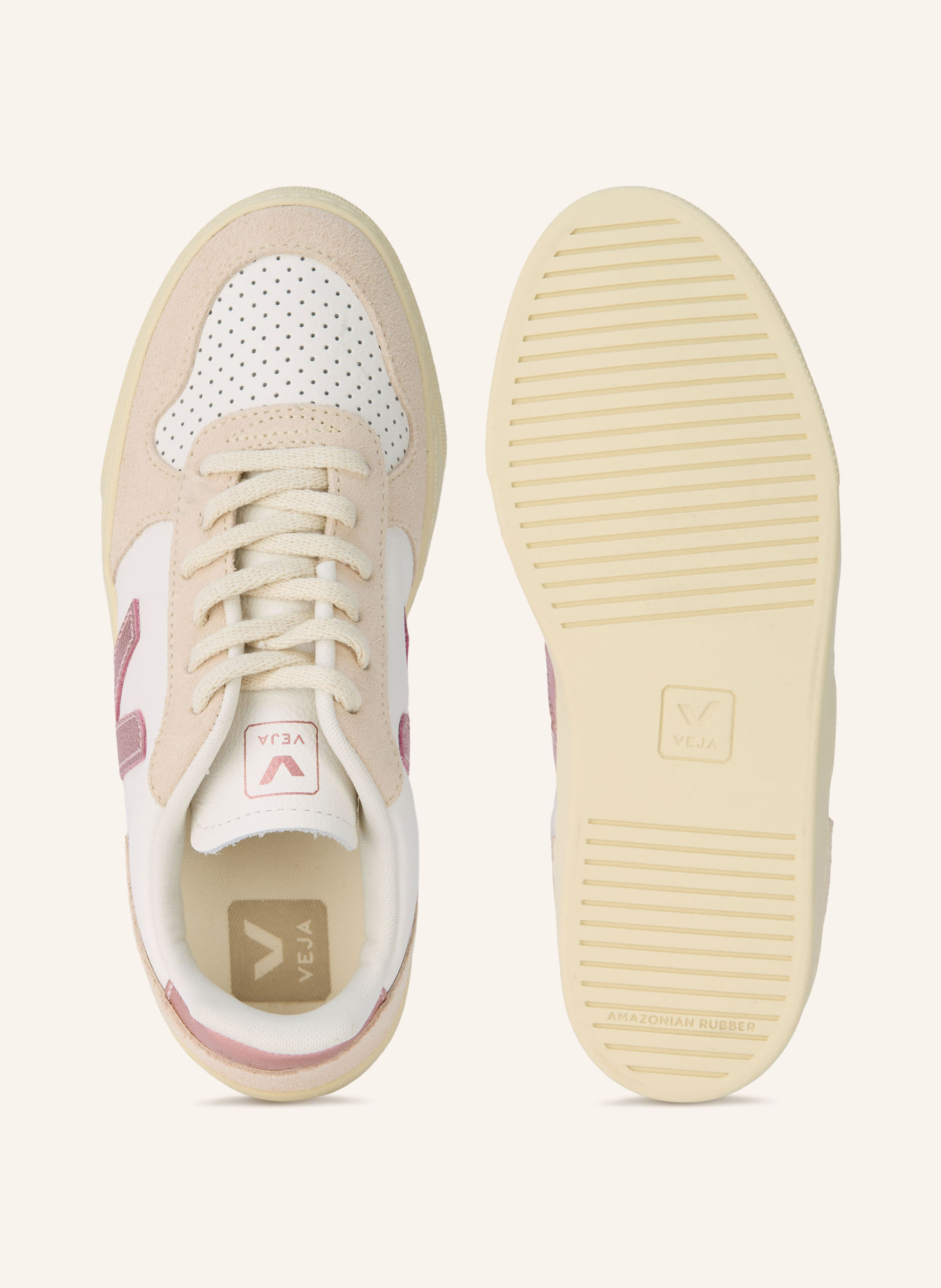 VEJA Sneaker SMALL V-10: WEISS / ROSA / BEIGE