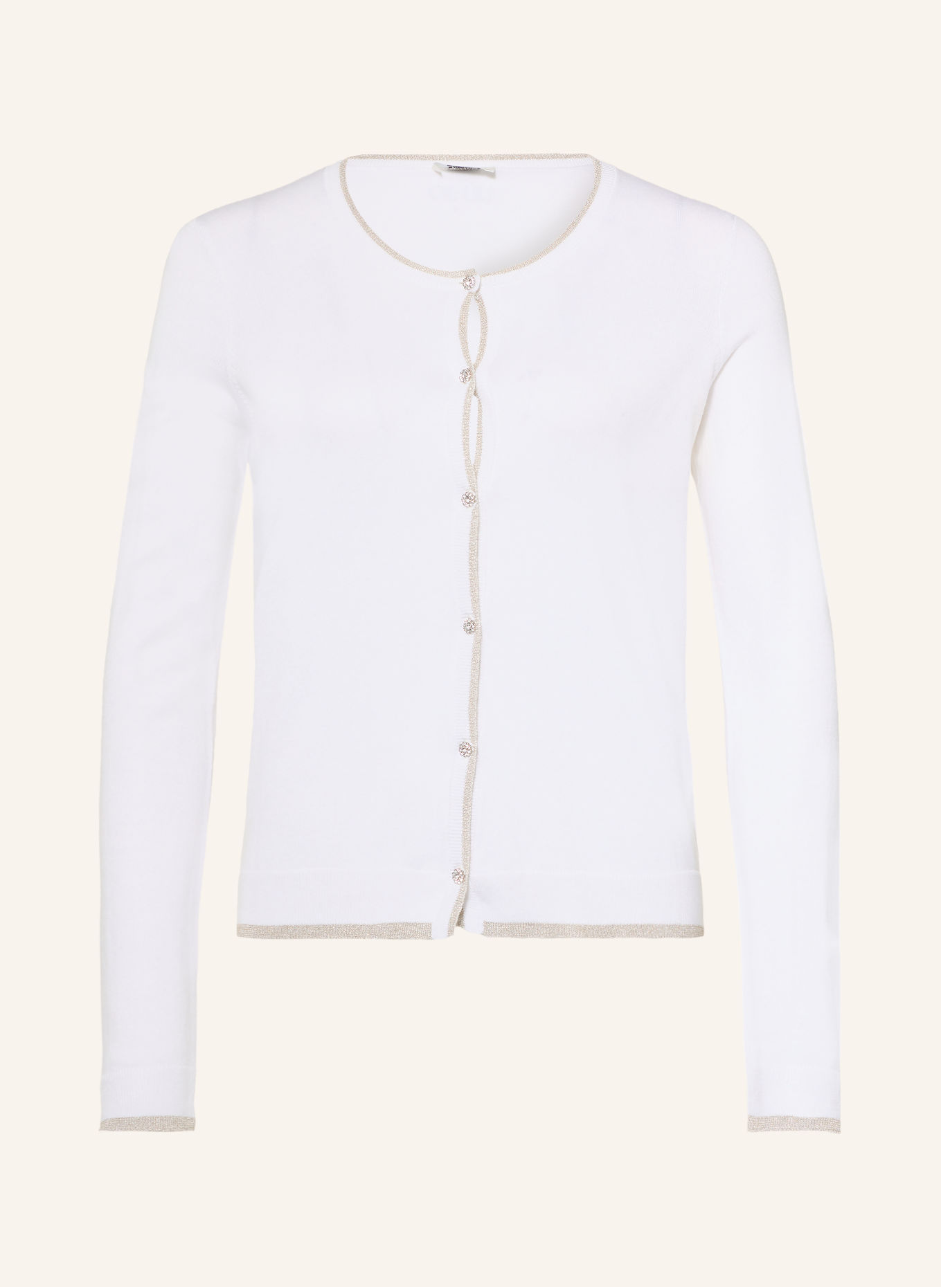 LIU JO Cardigan with rhinestones and glitter yarn: WHITE / SILVER