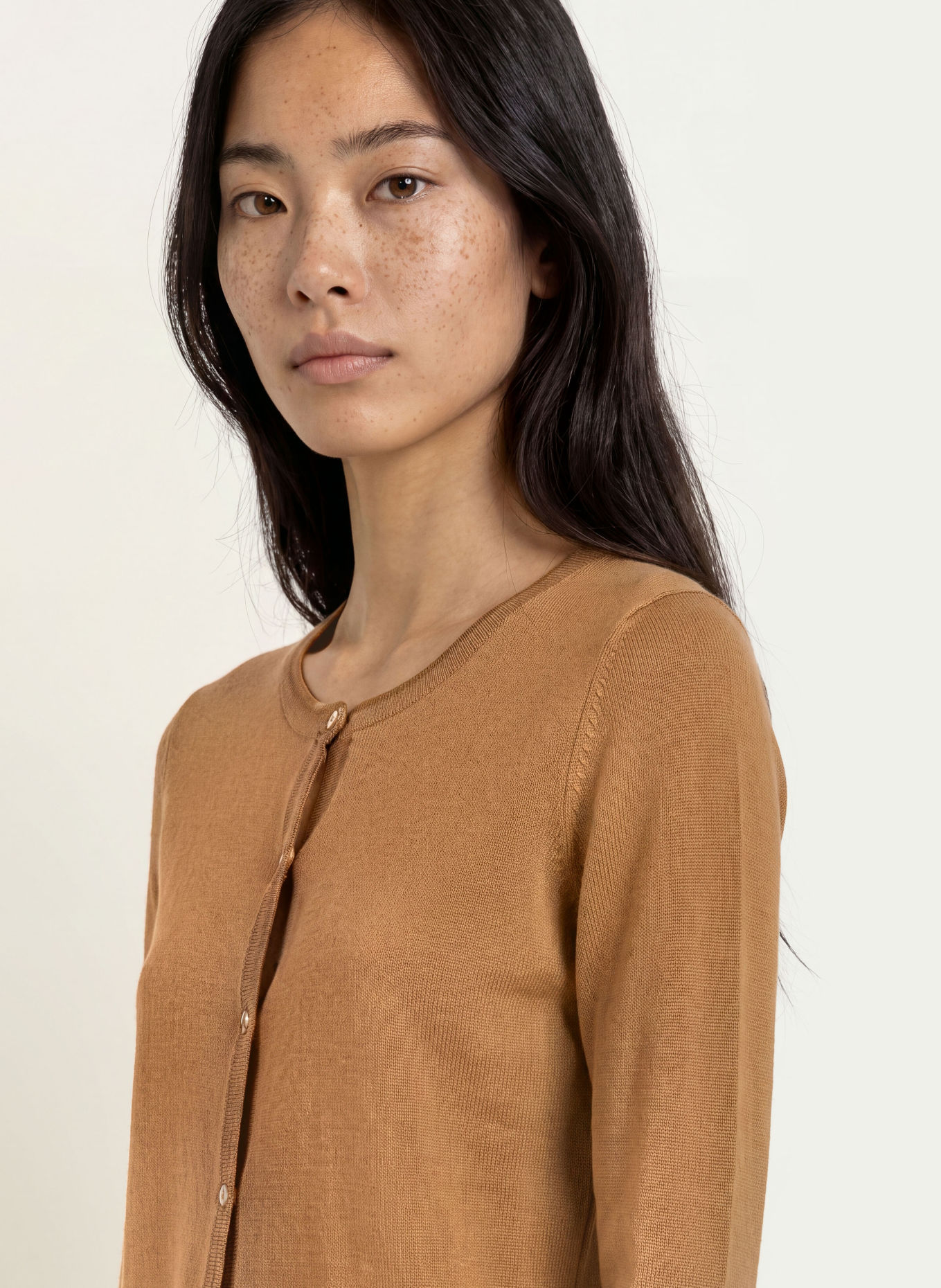 LIU JO Strickjacke mit Schmucksteinen und Glitzergarn: HELLBRAUN