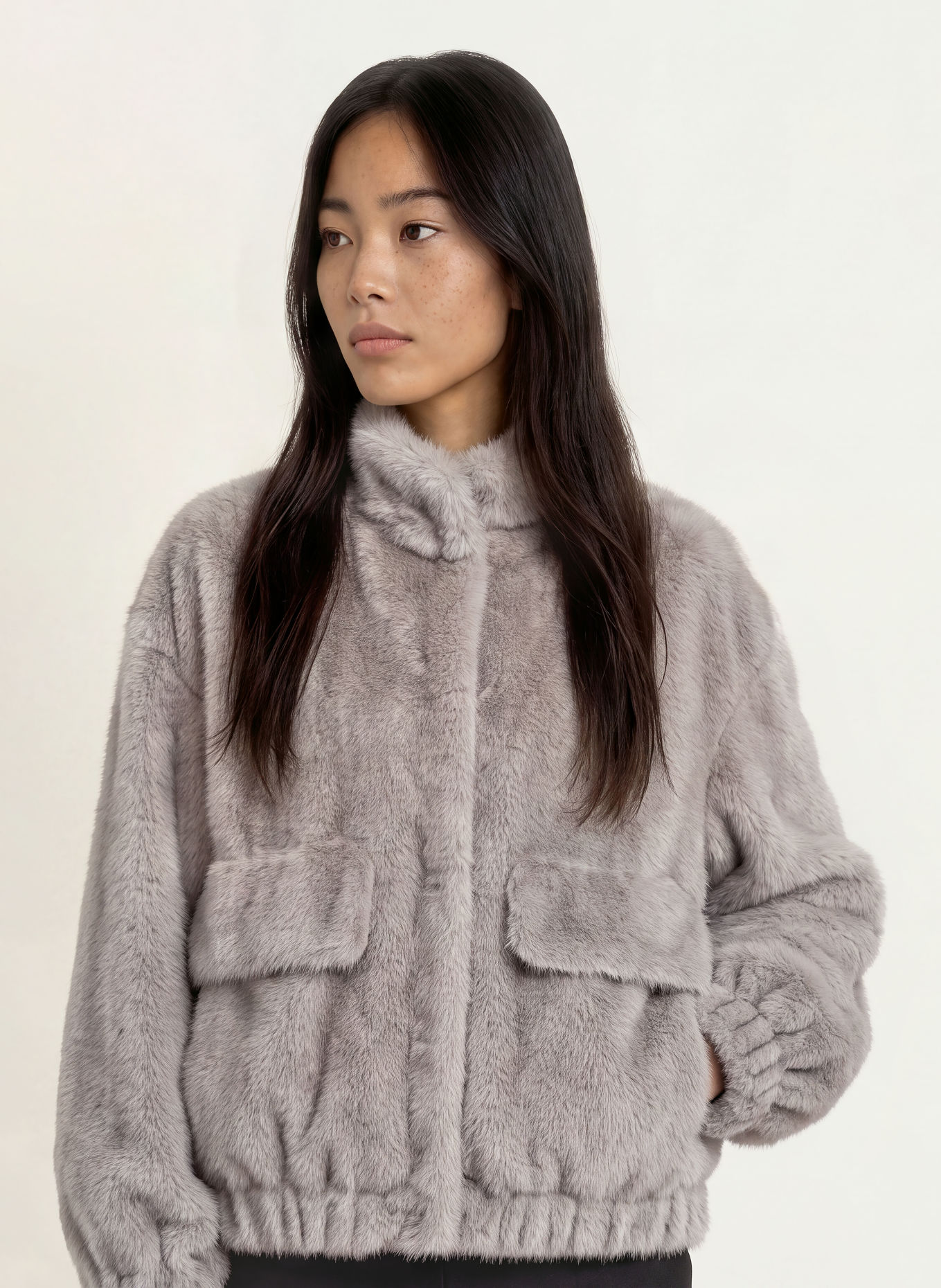 LIU JO Faux Fur Jacket: GRAY