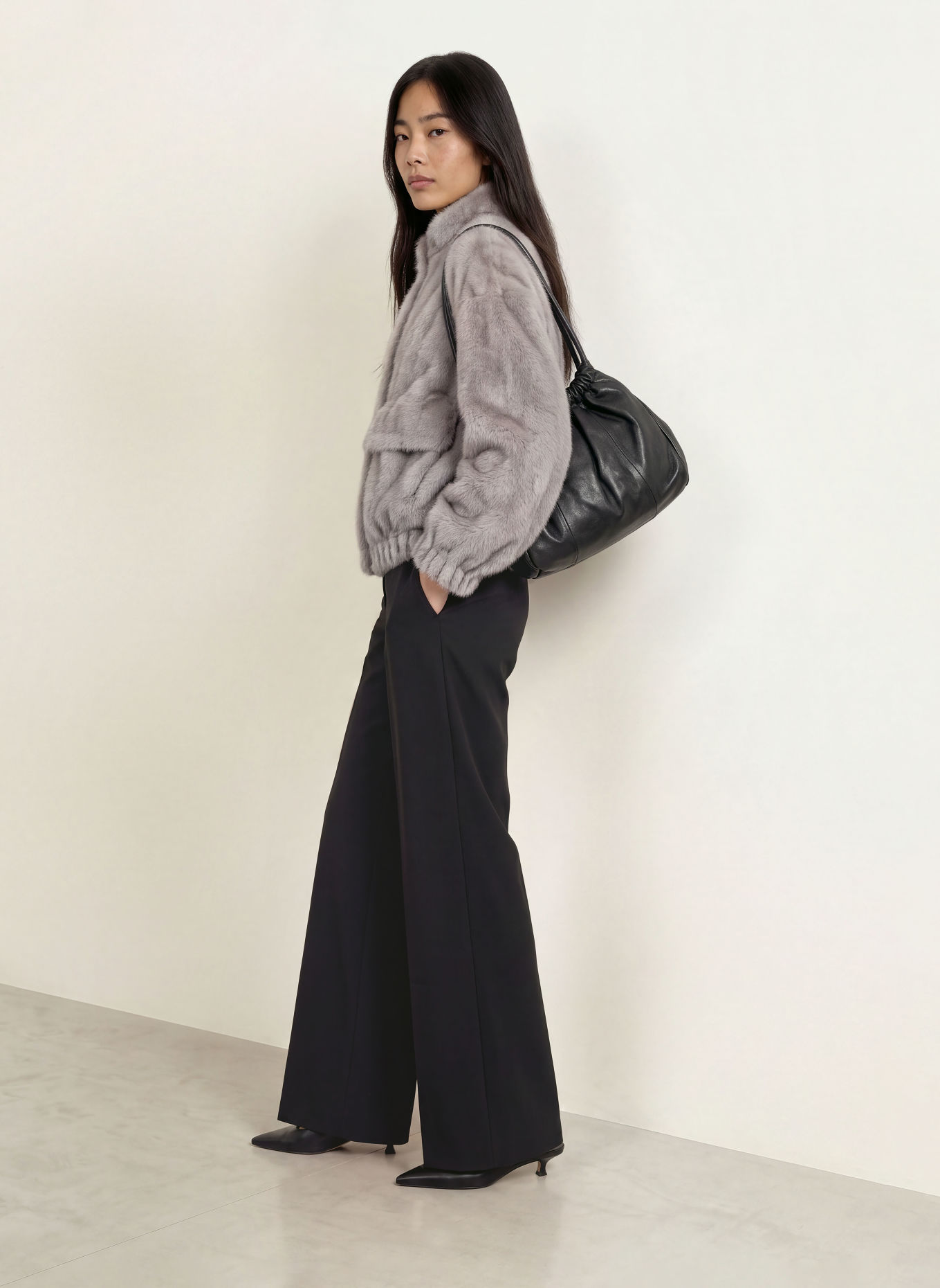 LIU JO Faux Fur Jacket: GRAY