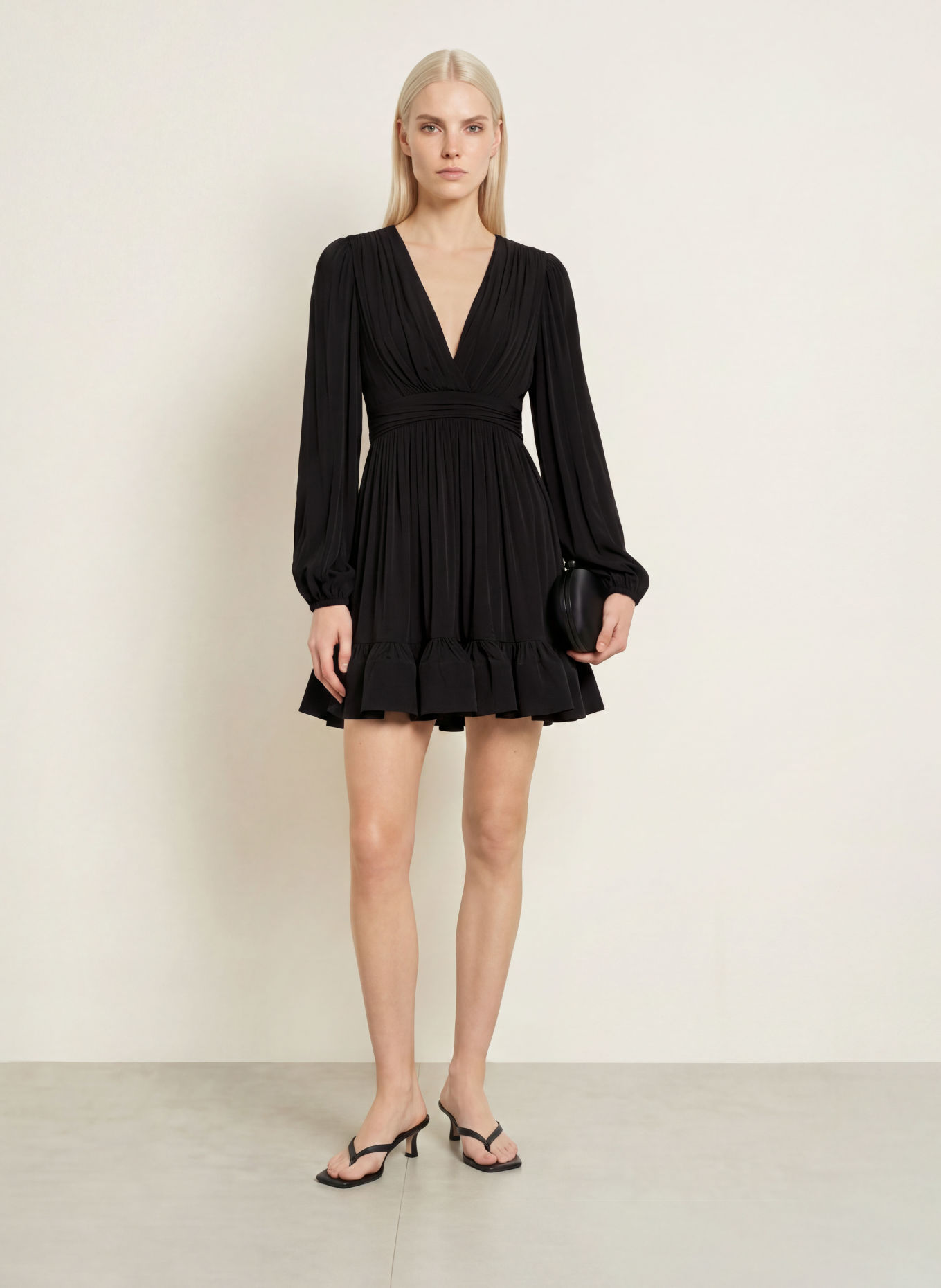 MALINA JADIE cocktail dress with ruffles: BLACK