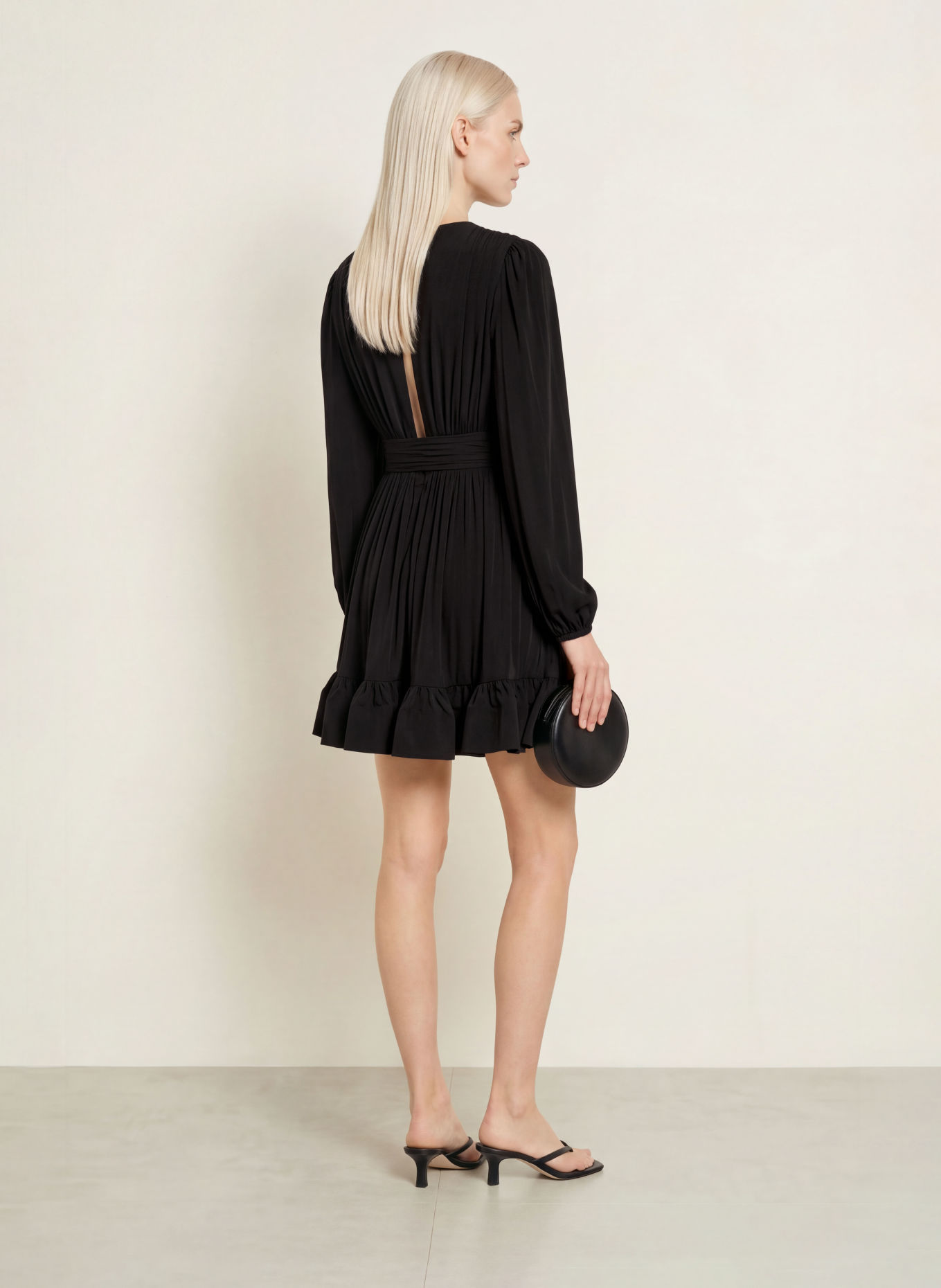 MALINA JADIE cocktail dress with ruffles: BLACK